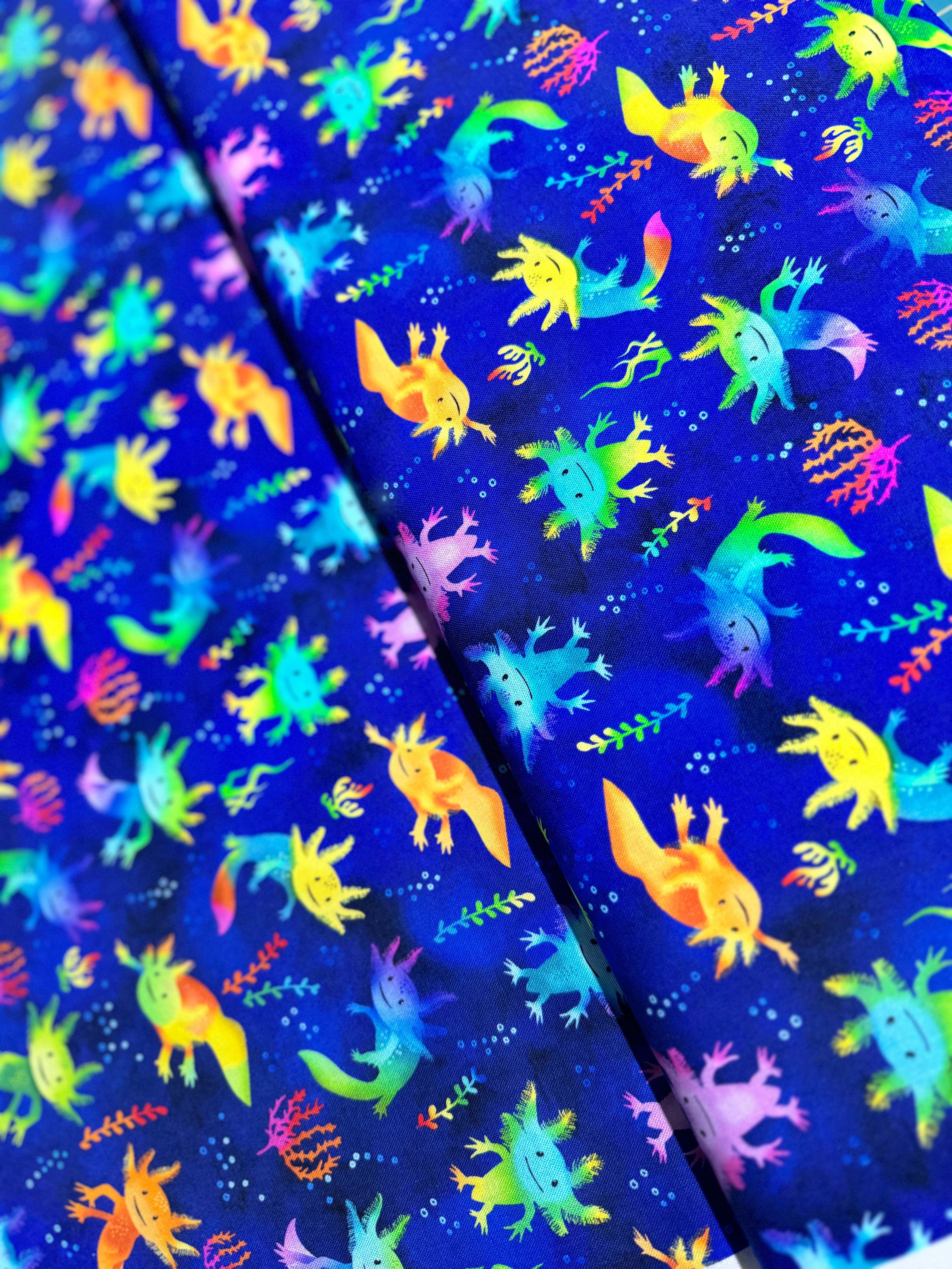 Ocean Life - Cute Axolotl Salamanders Yardage