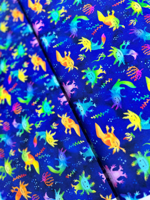 Ocean Life - Cute Axolotl Salamanders Yardage