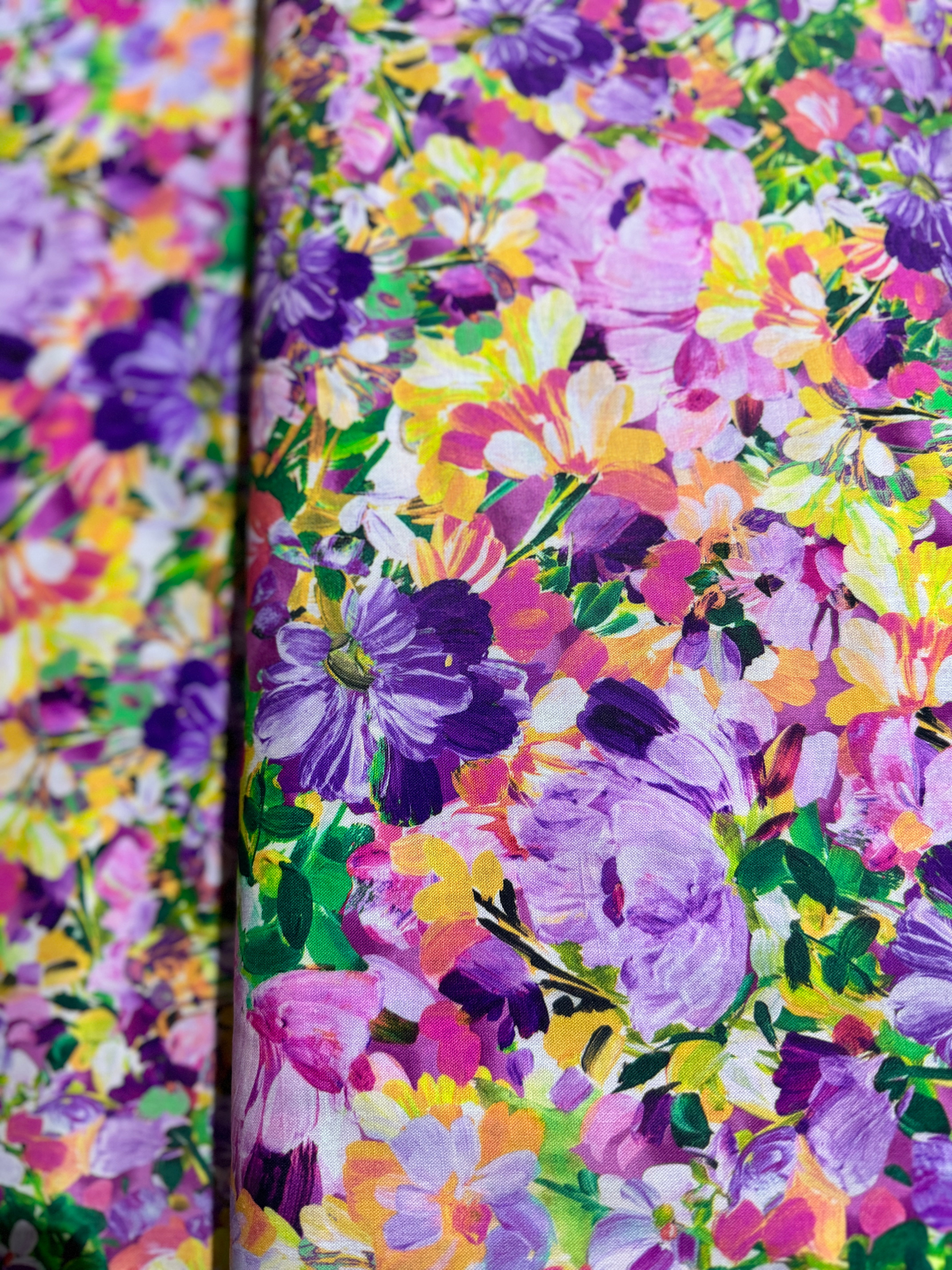 Painterly Petals Meadow - Bright Florals Garden Yardage