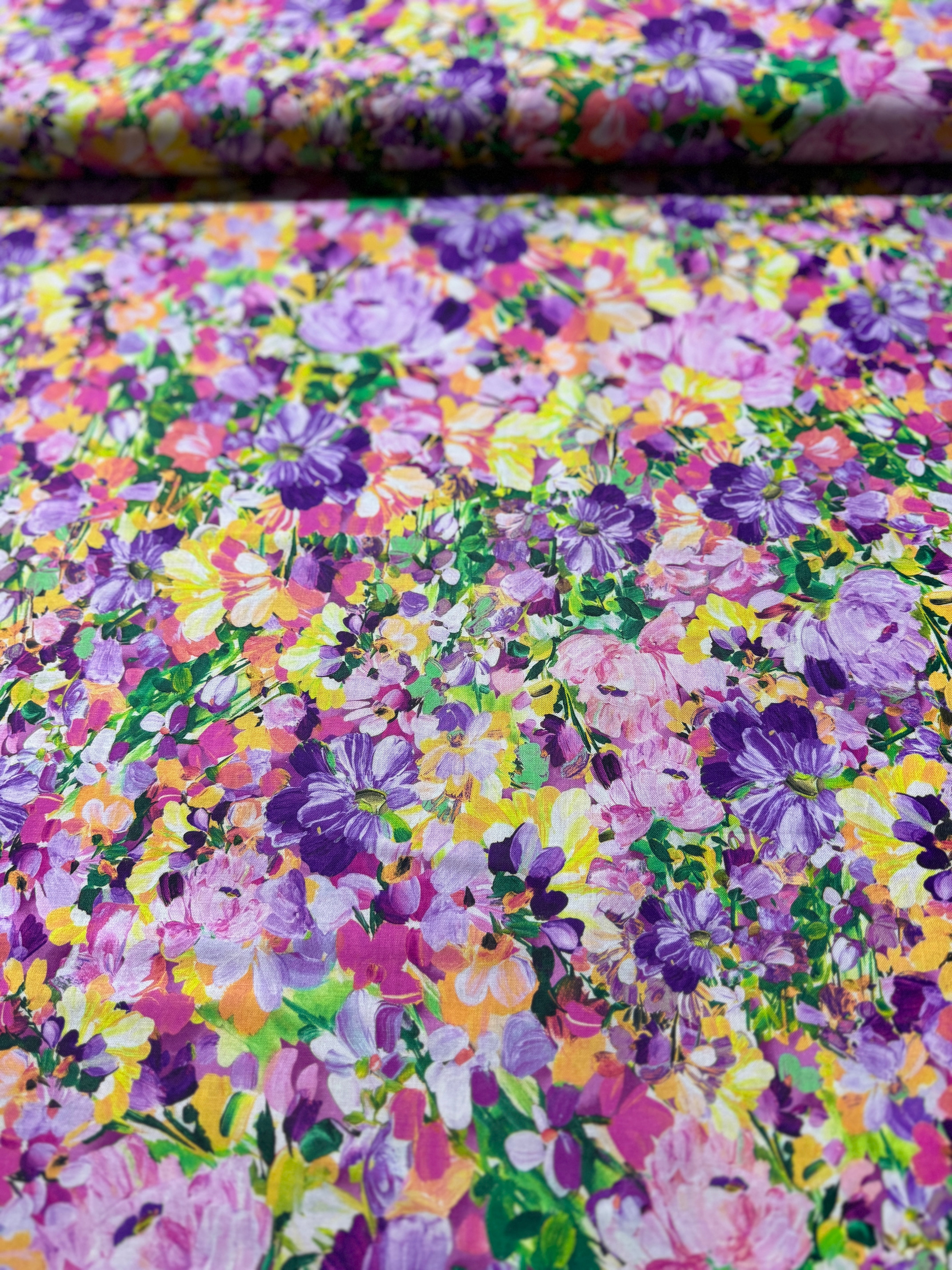 Painterly Petals Meadow - Bright Florals Garden Yardage