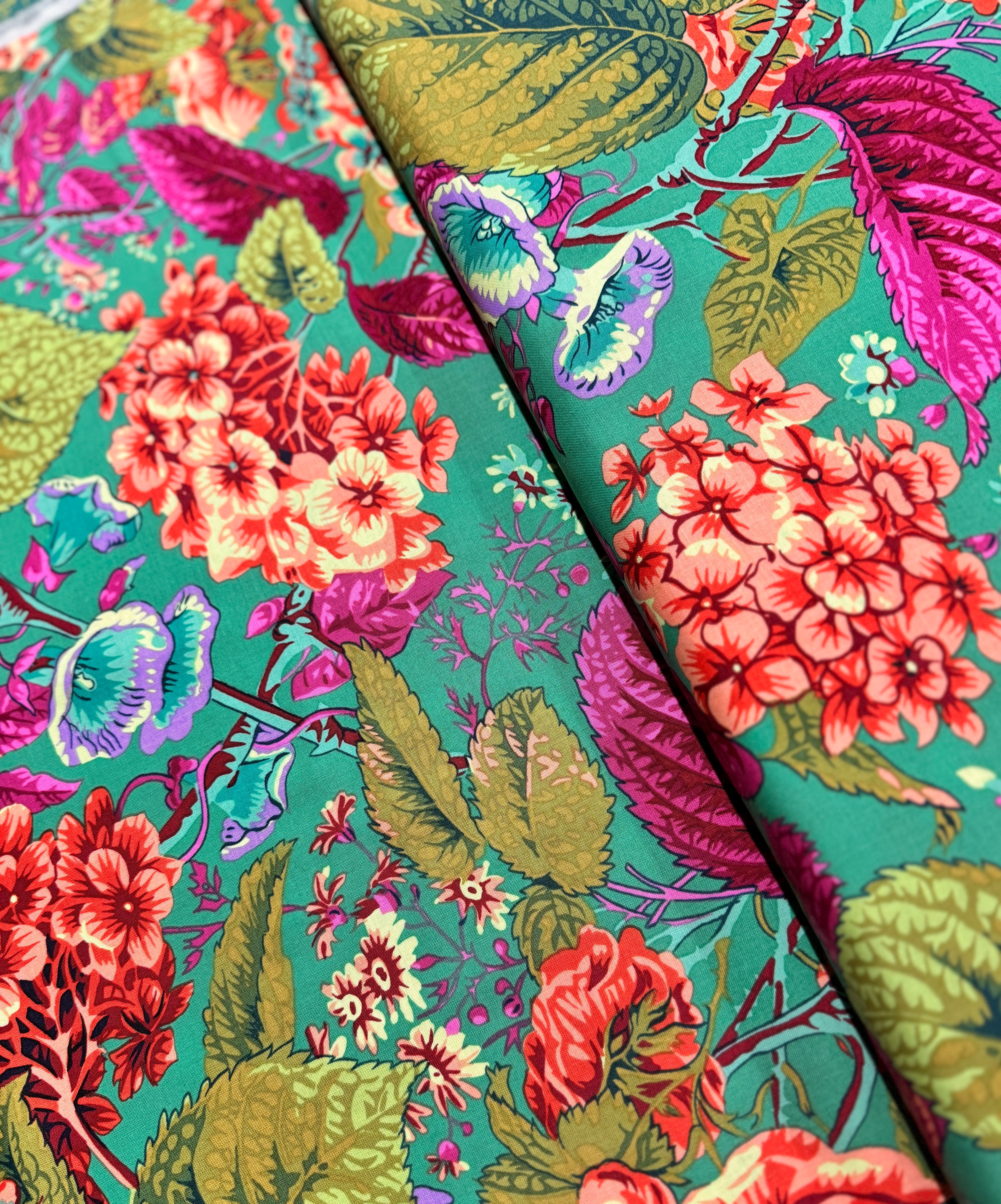 Kaffe Fassett Collective - Rose and Hydrangea Green Yardage