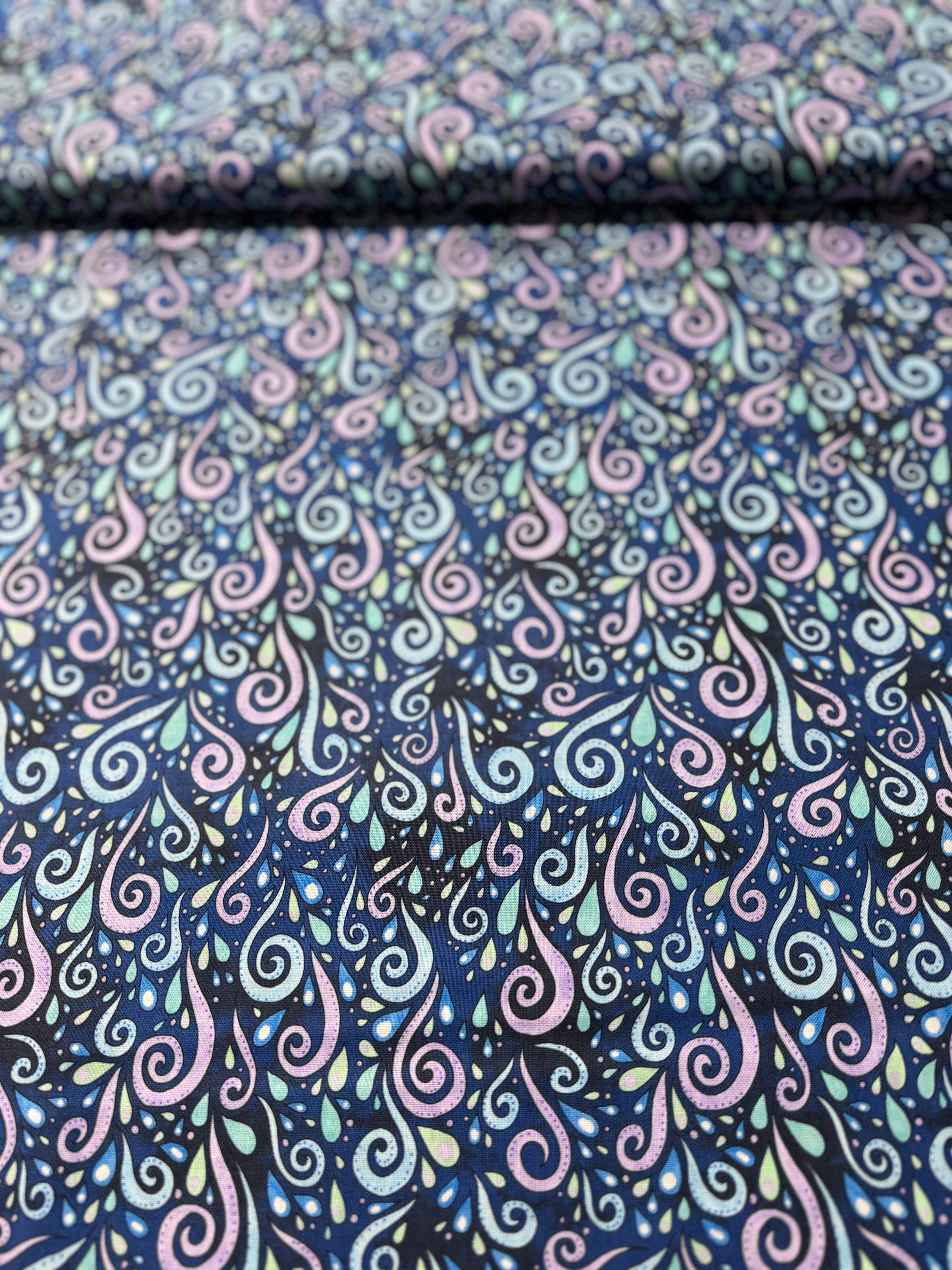 Paradise Falls - Scroll Blue/Purple Yardage