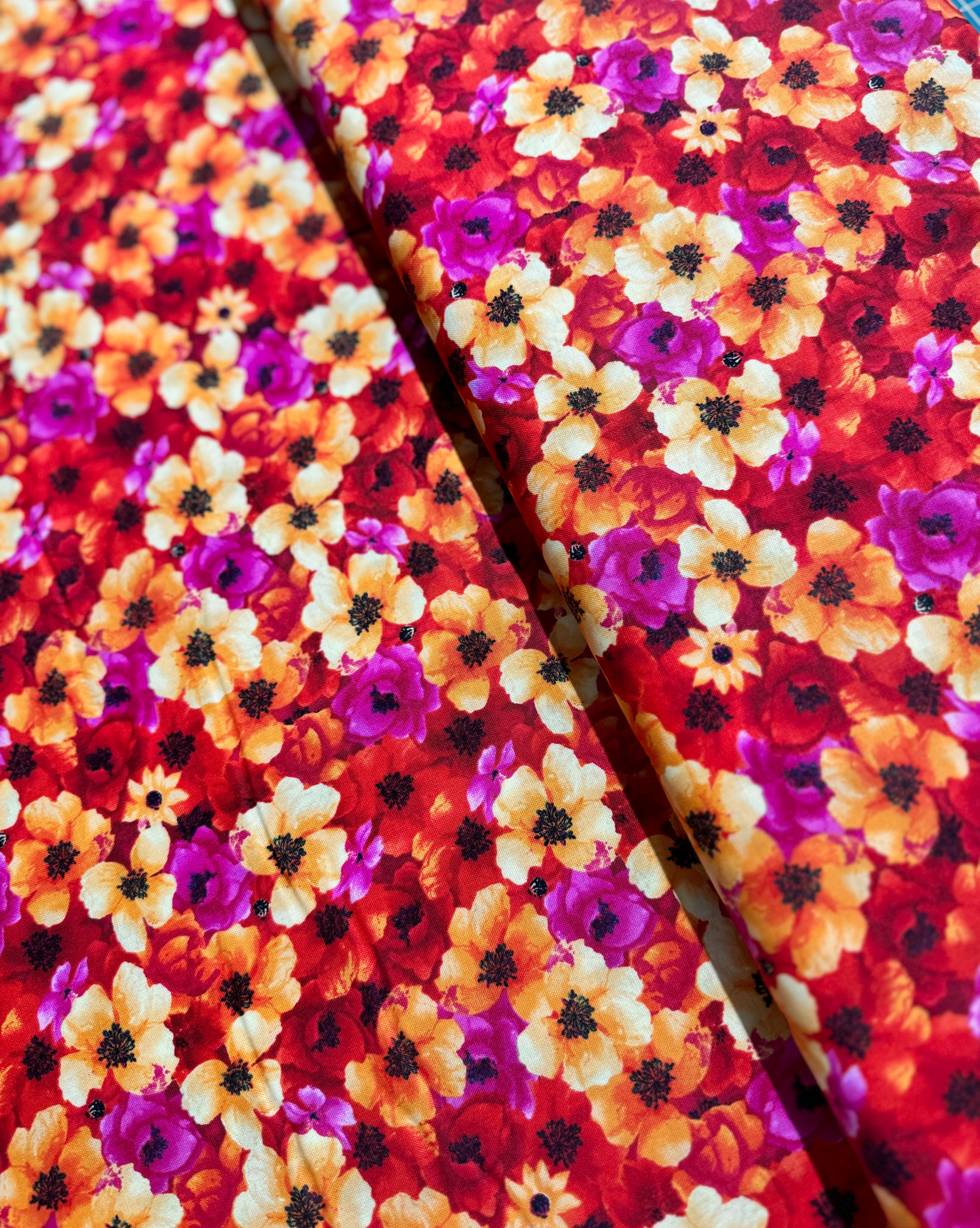 Night Bloom - Packed Night Bloom Florals Orange Yardage