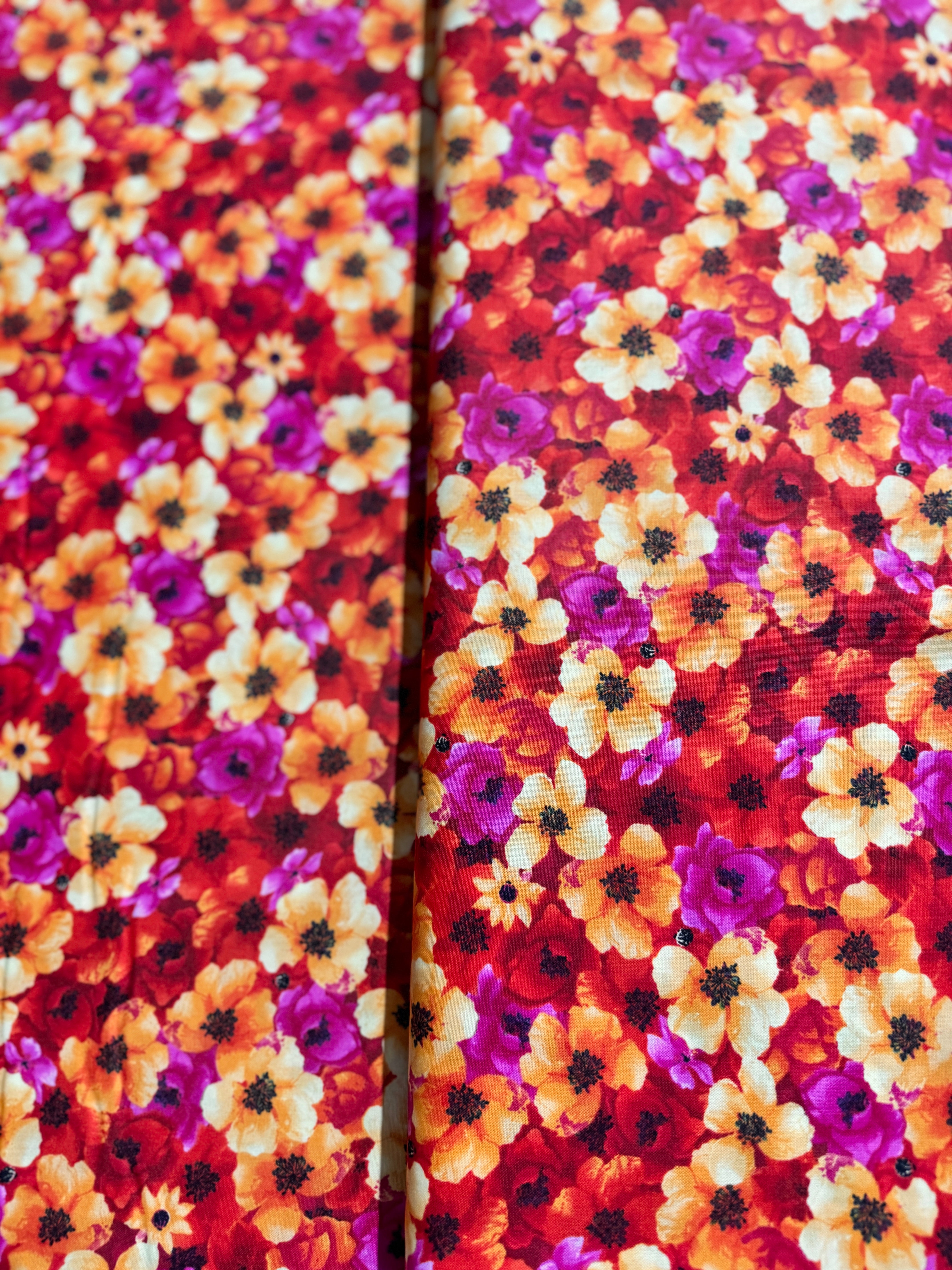 Night Bloom - Packed Night Bloom Florals Orange Yardage