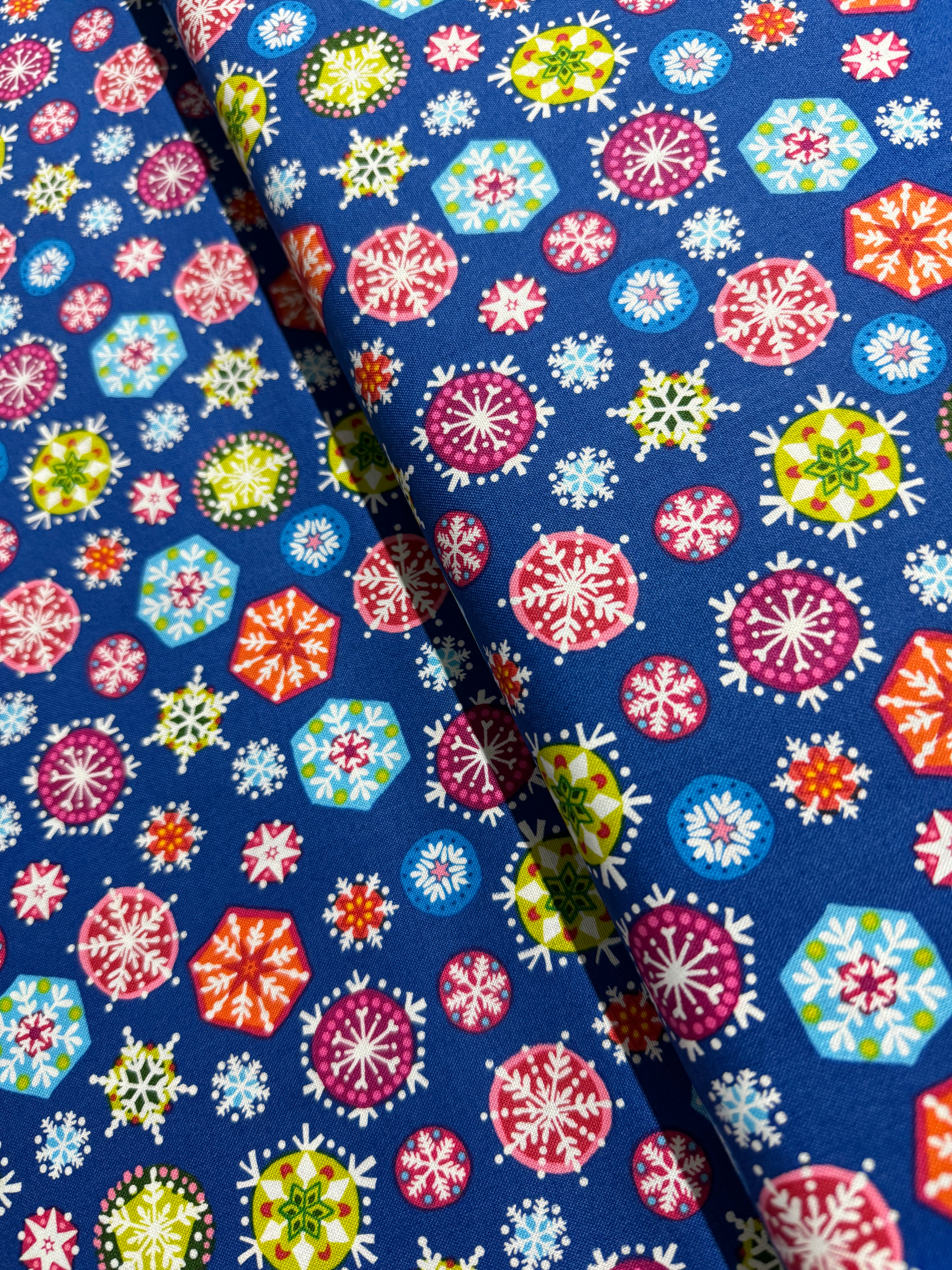 Joyeux - Snowflakes Dark Blue Yardage