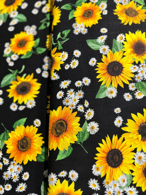 Advice From A Sunflower - Sunflowers And Daisies Bouquets Yardage