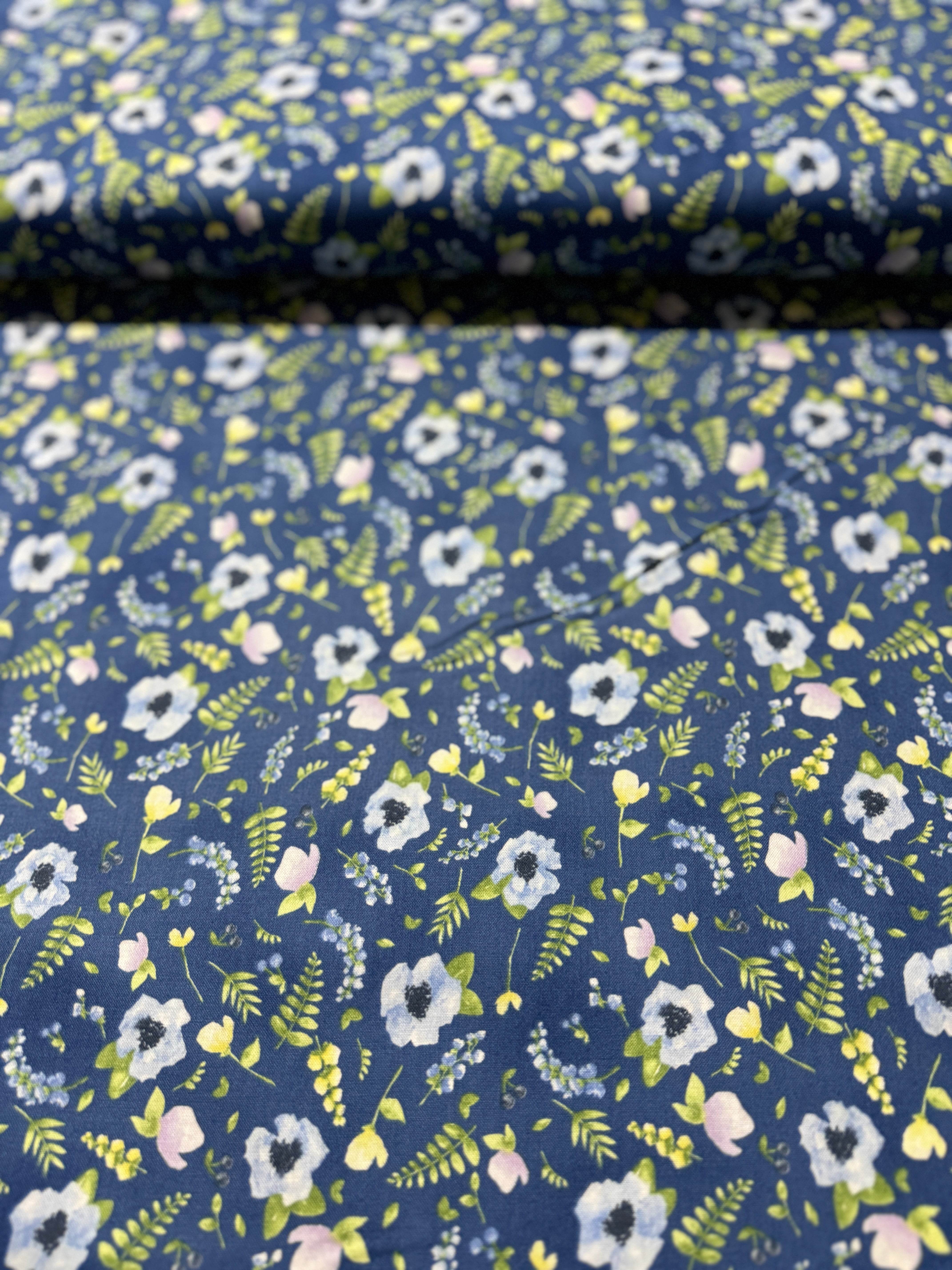 June's Cottage - Blossoms And Berries - Starry Night Yardage