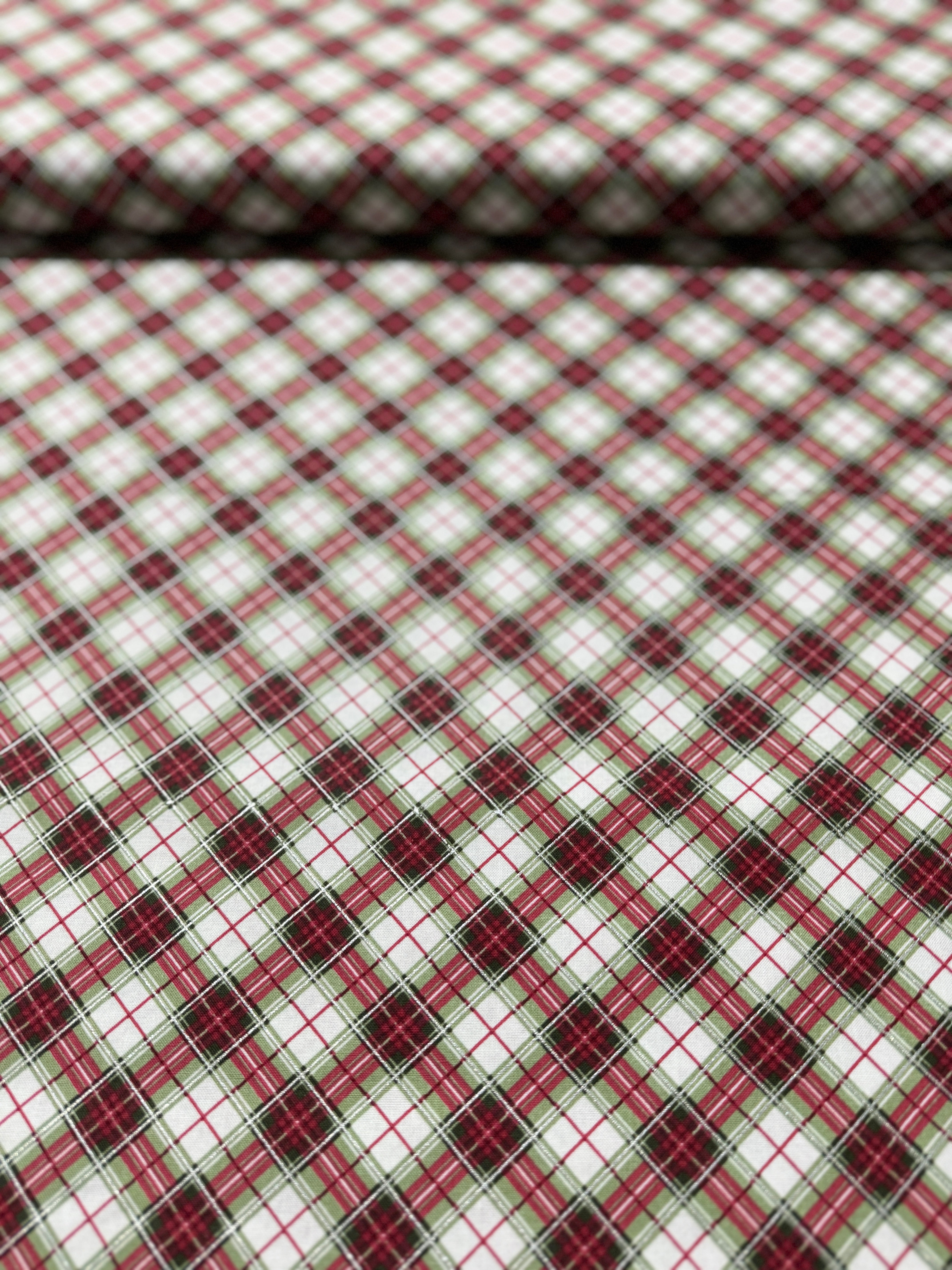 Noel - Holiday and Harvest Bias Plaids Metallic Yardage