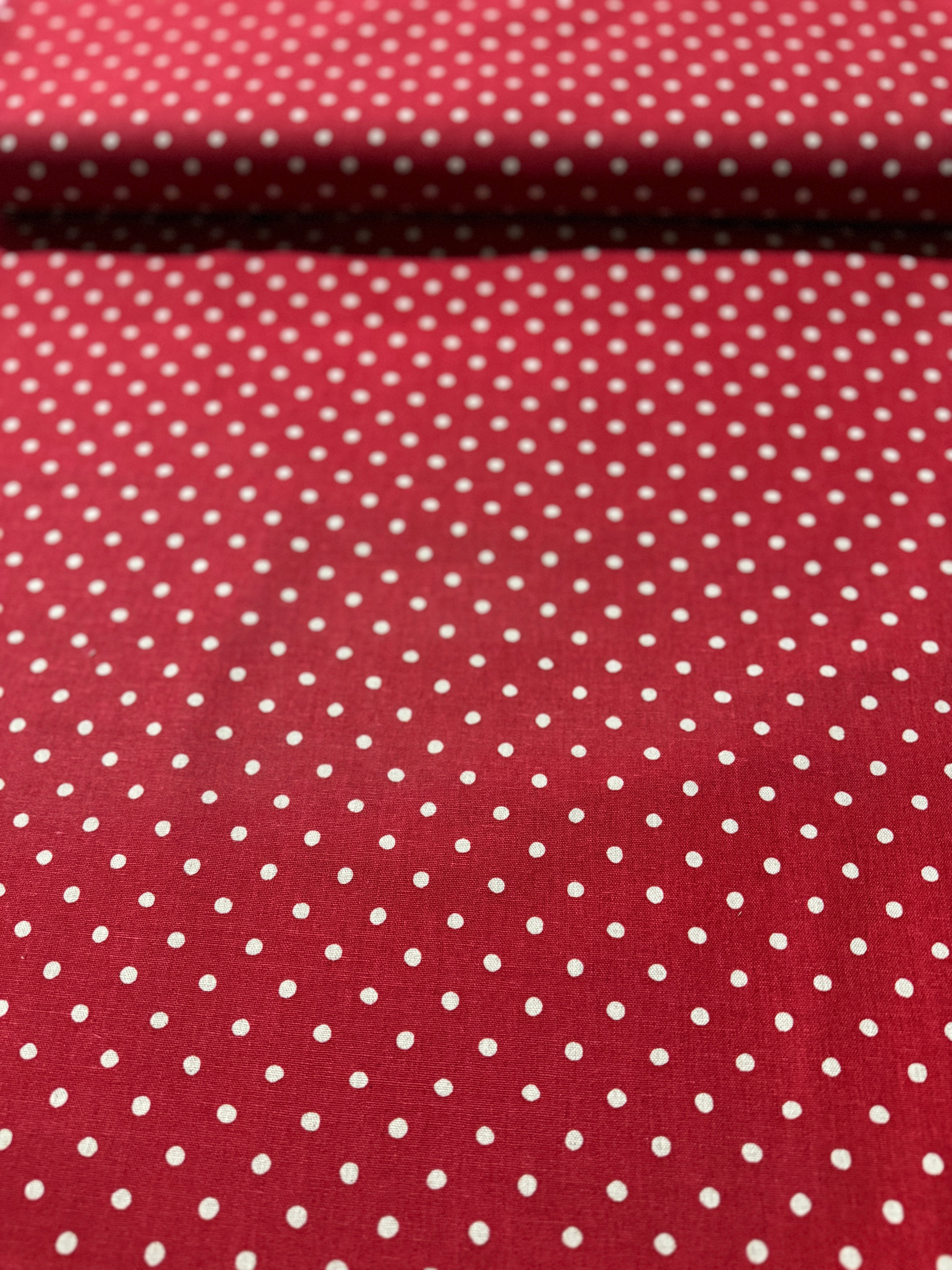 Sevenberry Canvas Natural Dots -  Dots on Red Yardage