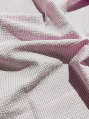 Seersucker Stripe Pink - Cotton & Polyester Blend Yardage - 56" Width