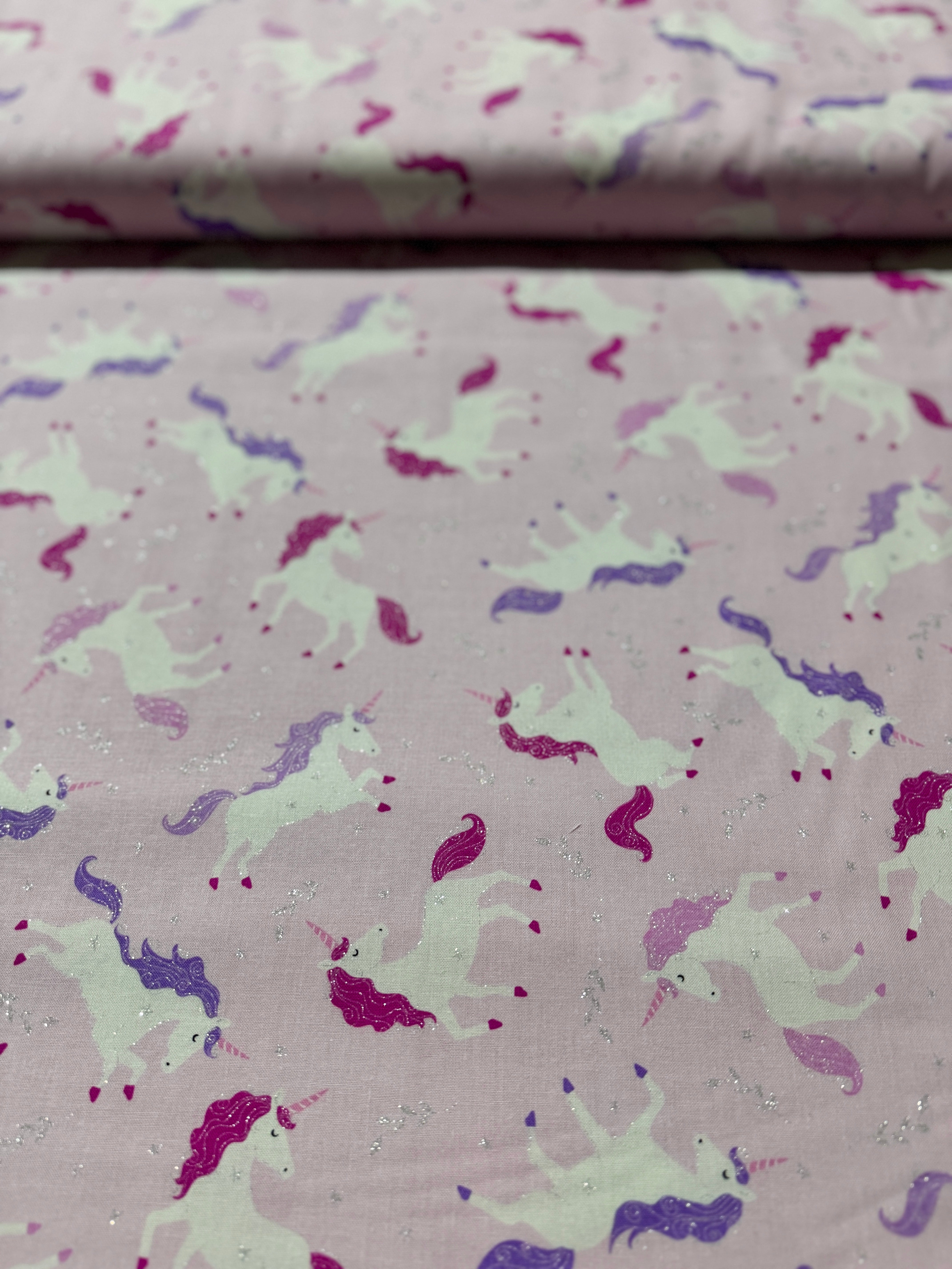 Sparkle and Shine - Tossed Unicorns with Glitter Yardage