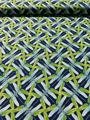 Dance of the Dragonfly - Pinwheel Geo Navy/Aqua Yardage