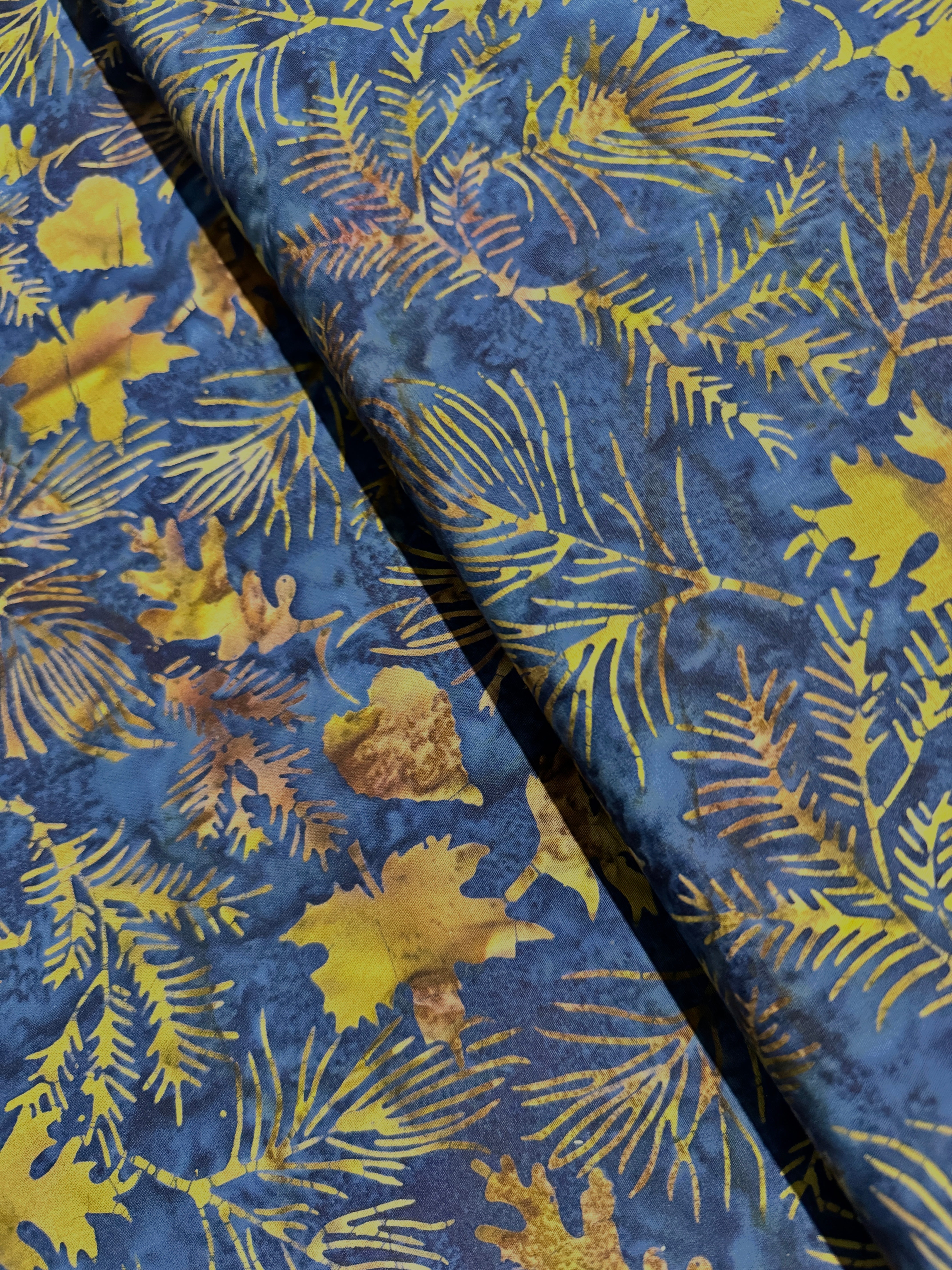 Sea Canyon - Leaf Sprigs Batik Yardage