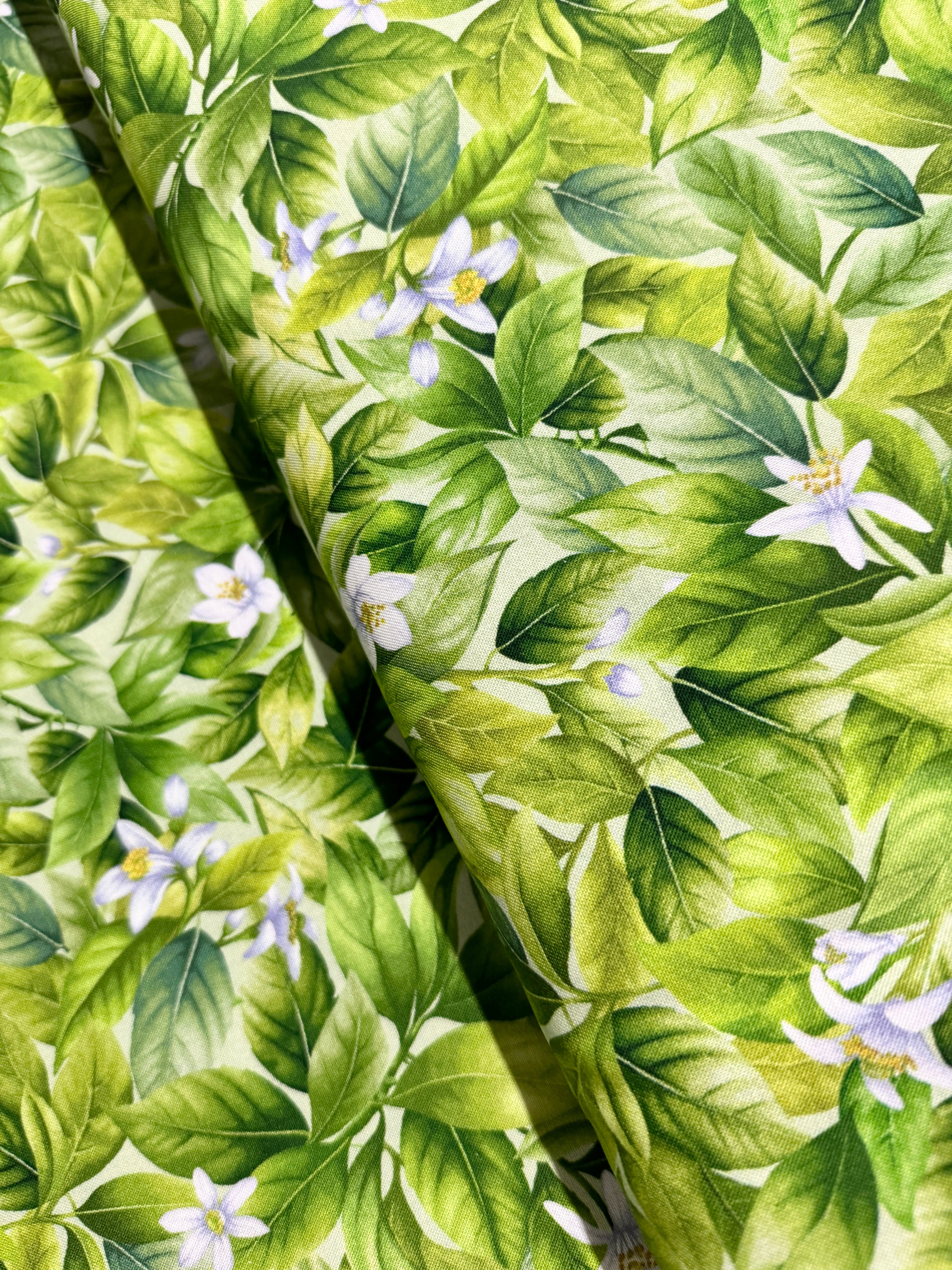 Lemon Bouquet - Packed Lemon Leaves Yardage