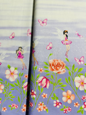 Fairy Frolic - Frolicking Fairies Wisteria Yardage (Double Border)