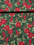 Holiday Wishes - Cardinal Poinsettia Hunter/Gold Metallic Yardage