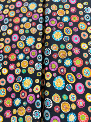 Folkscapes - Large Fantasy Dots Black/Multi Yardage