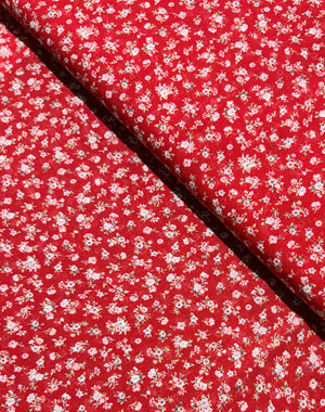 High Multi Sheer Floral Chiffon Red Yardage