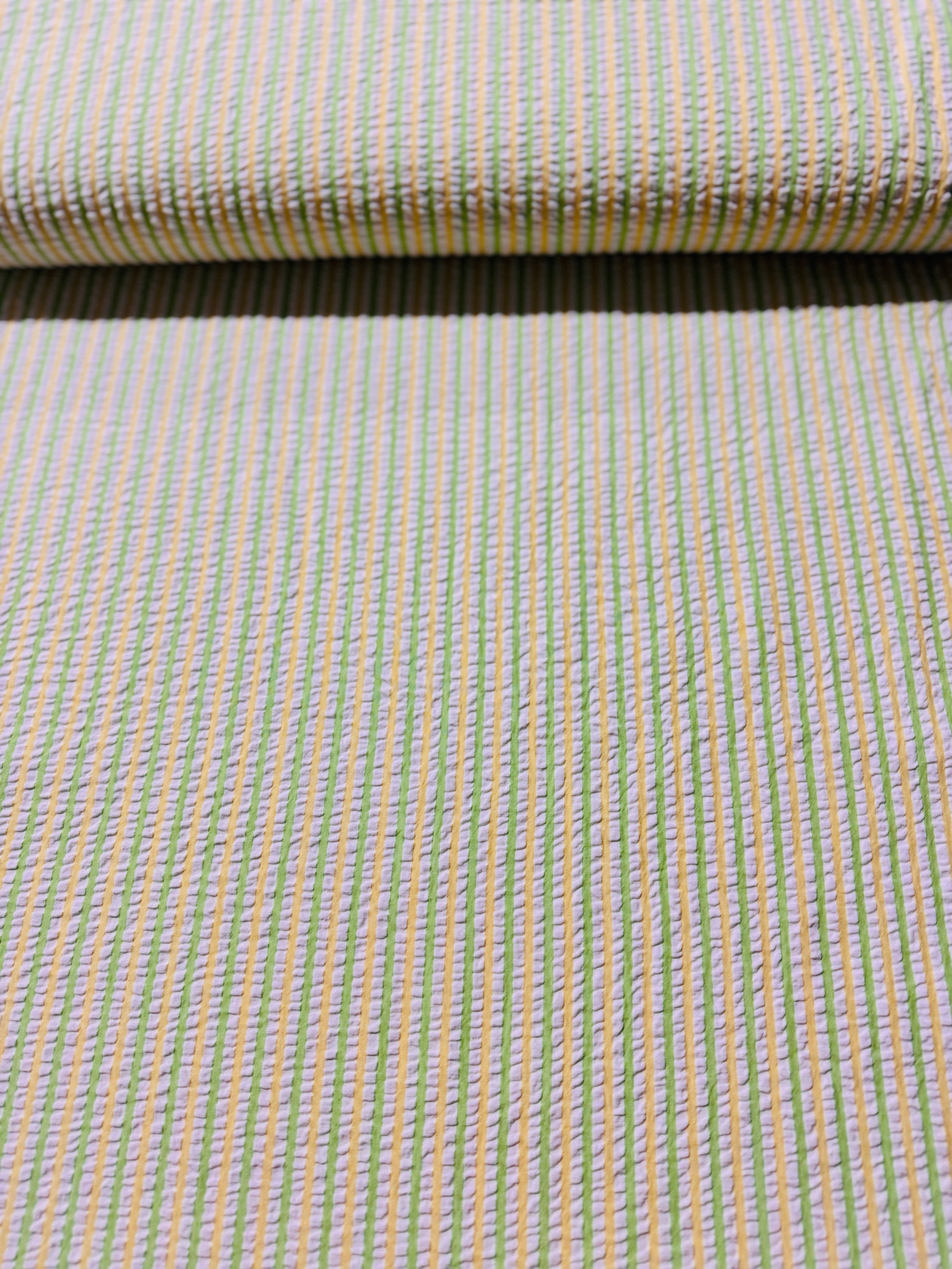 Seersucker Stripes Parakeet Yardage