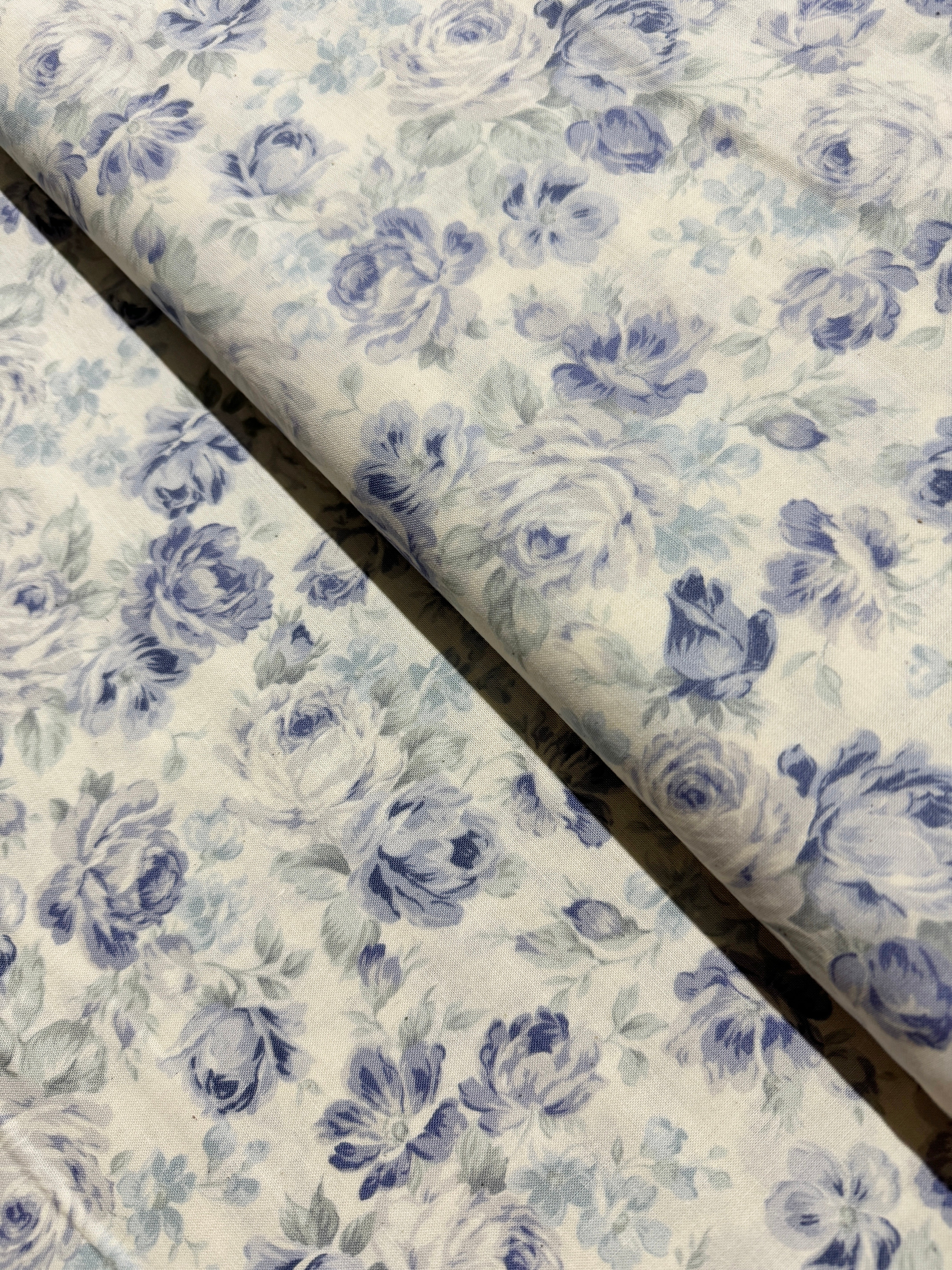 Sevenberry English Garden - Roses Blue Yardage