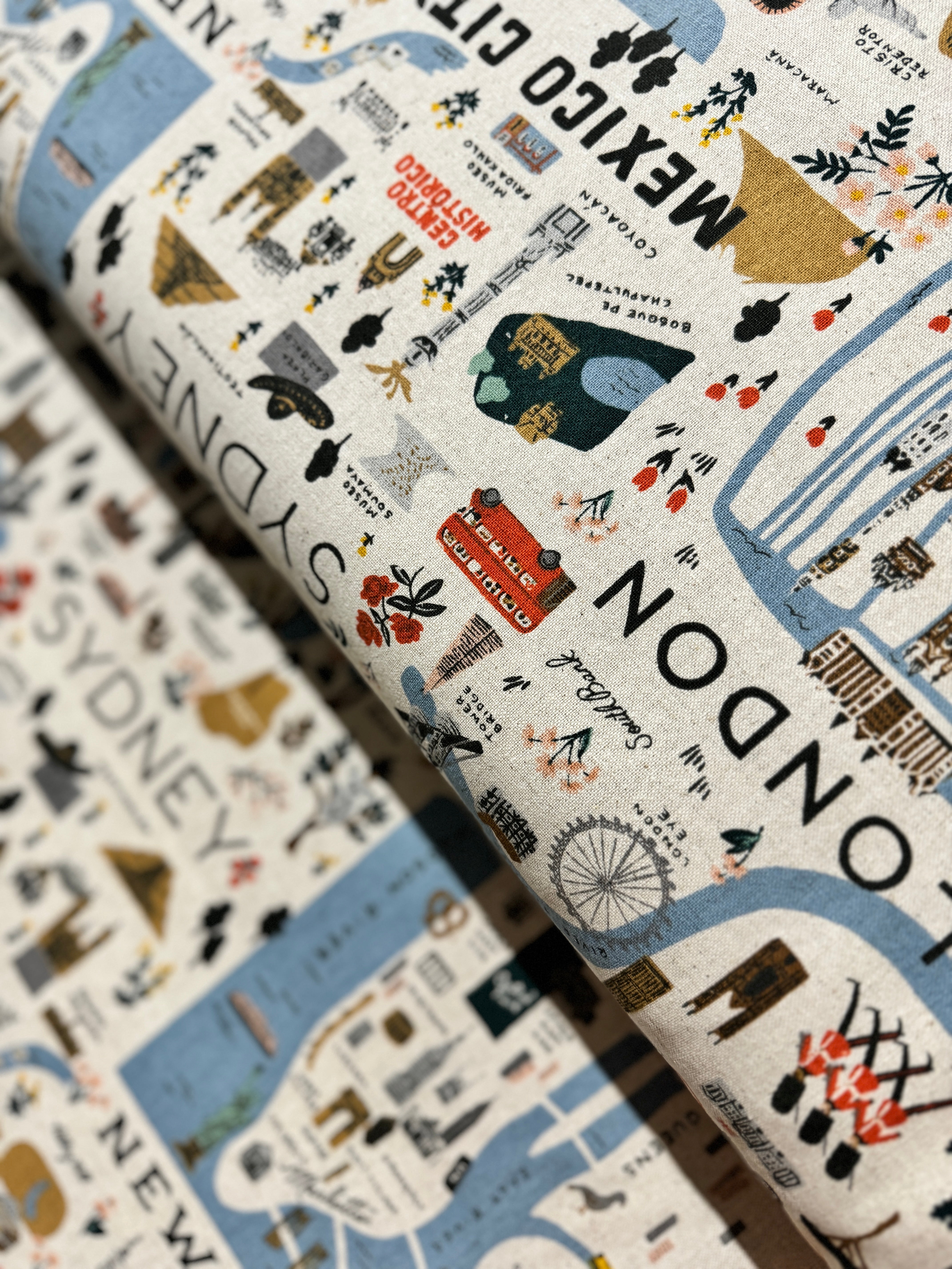 Bon Voyage - City Guide Natural Unbleached Canvas Yardage