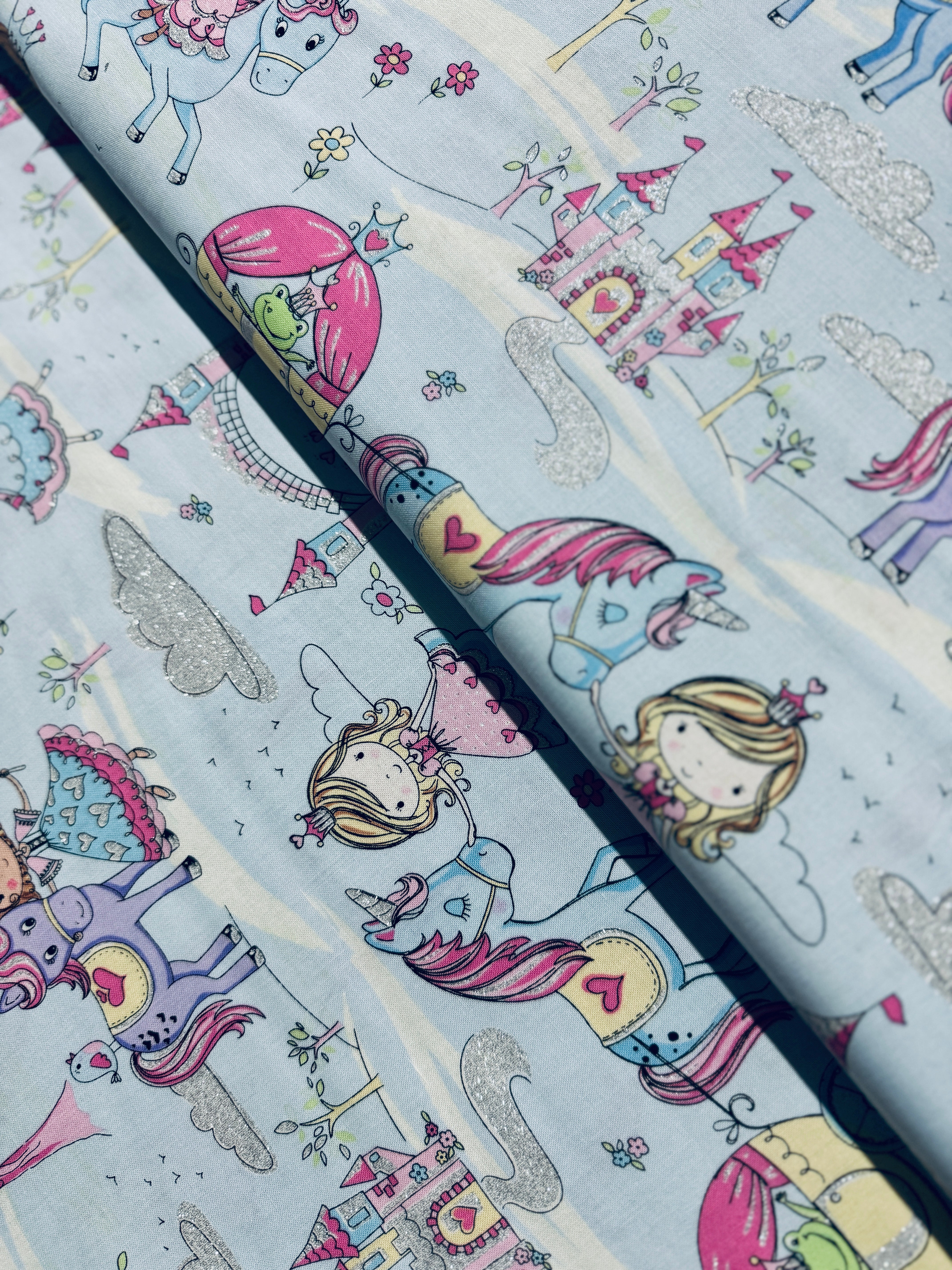 Sparkle and Shine - Princesses and Unicorns with Glitter Yardage