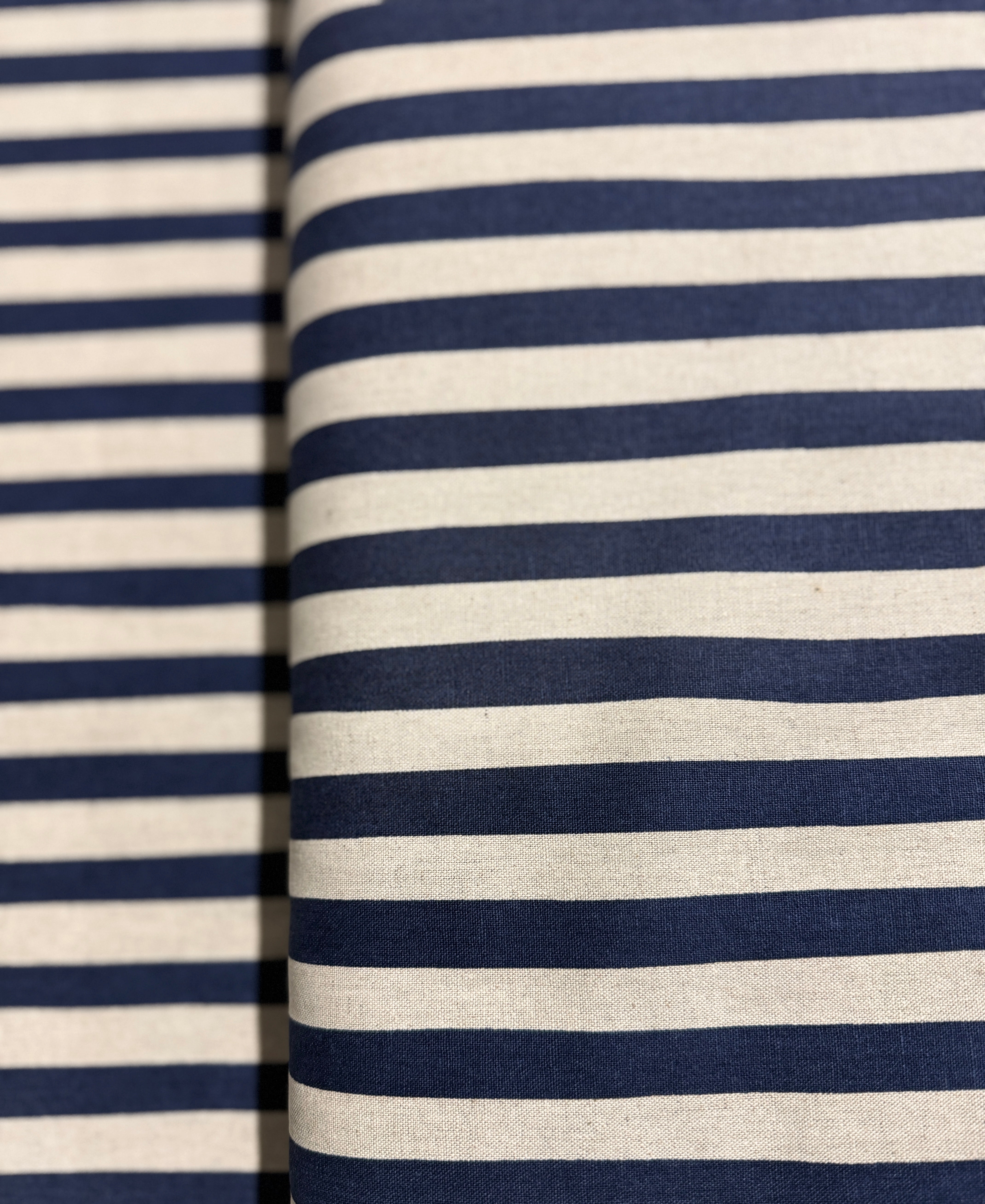 Sevenberry Canvas Natural Stripes Navy Yardage