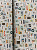 Bon Voyage - Postage Stamps Flax Metallic Yardage