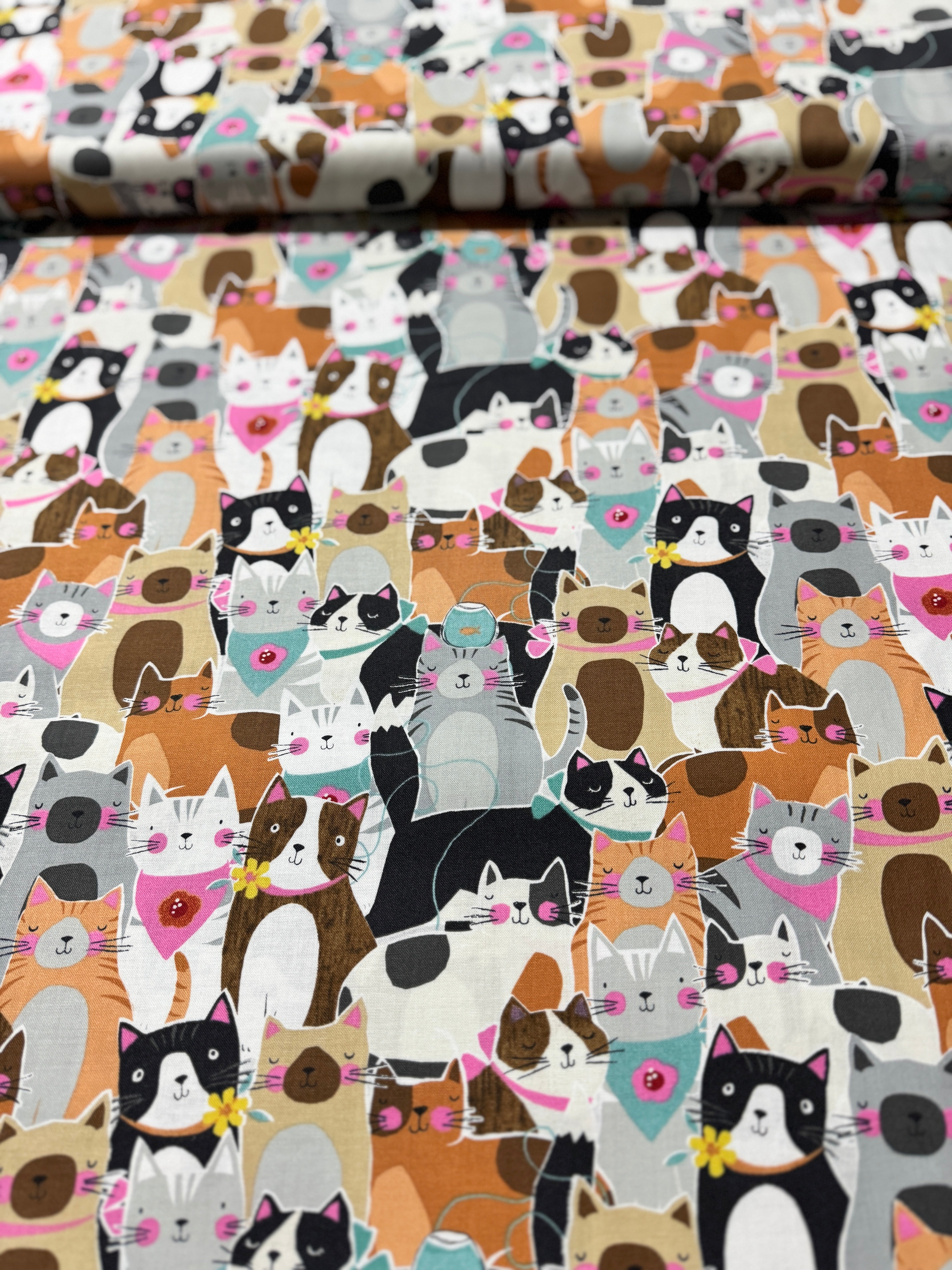 Purrfect Partners - Packed Cats Multi Yardage