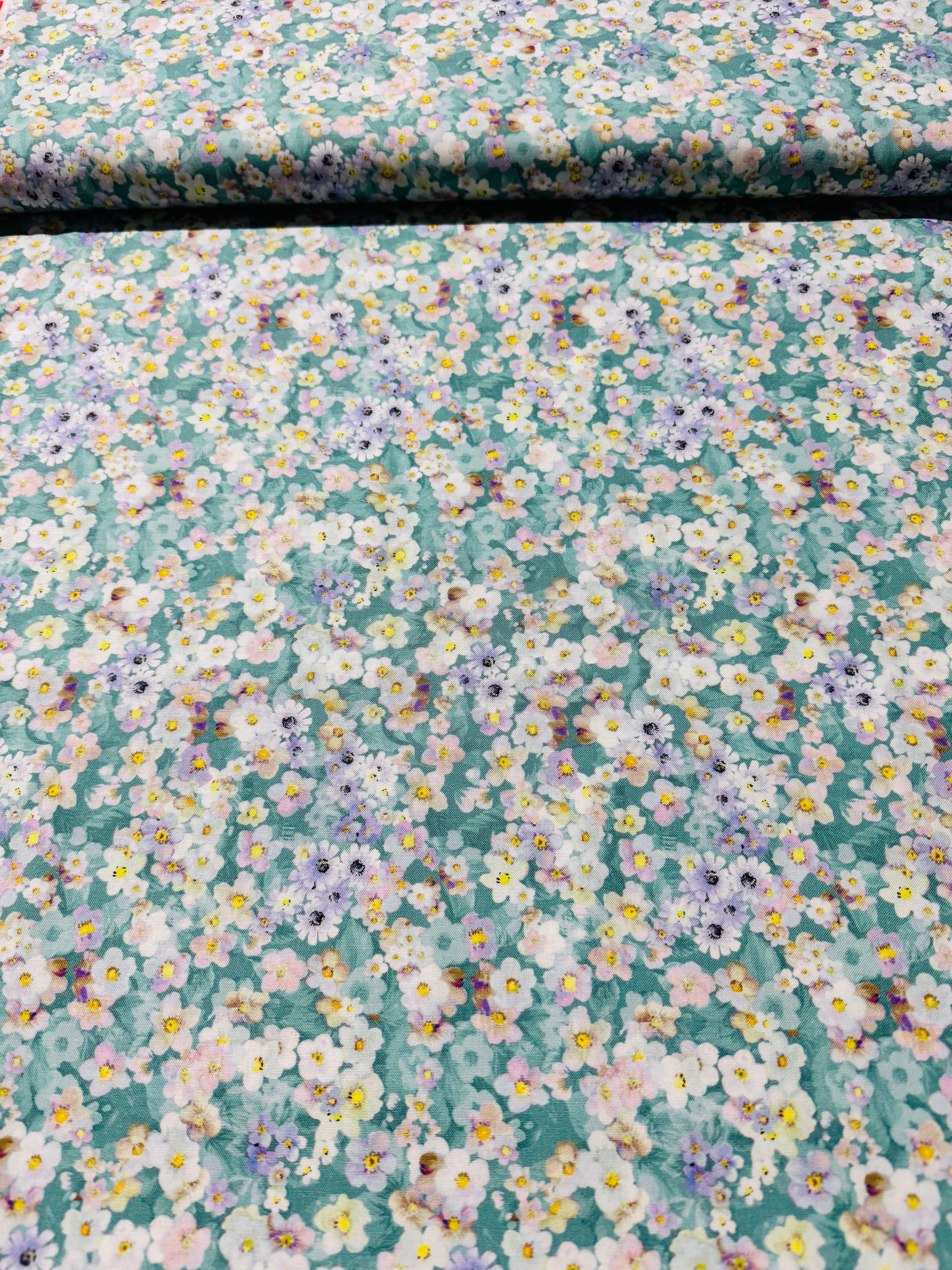 Peacock Walk - Flower Bed Teal Yardage