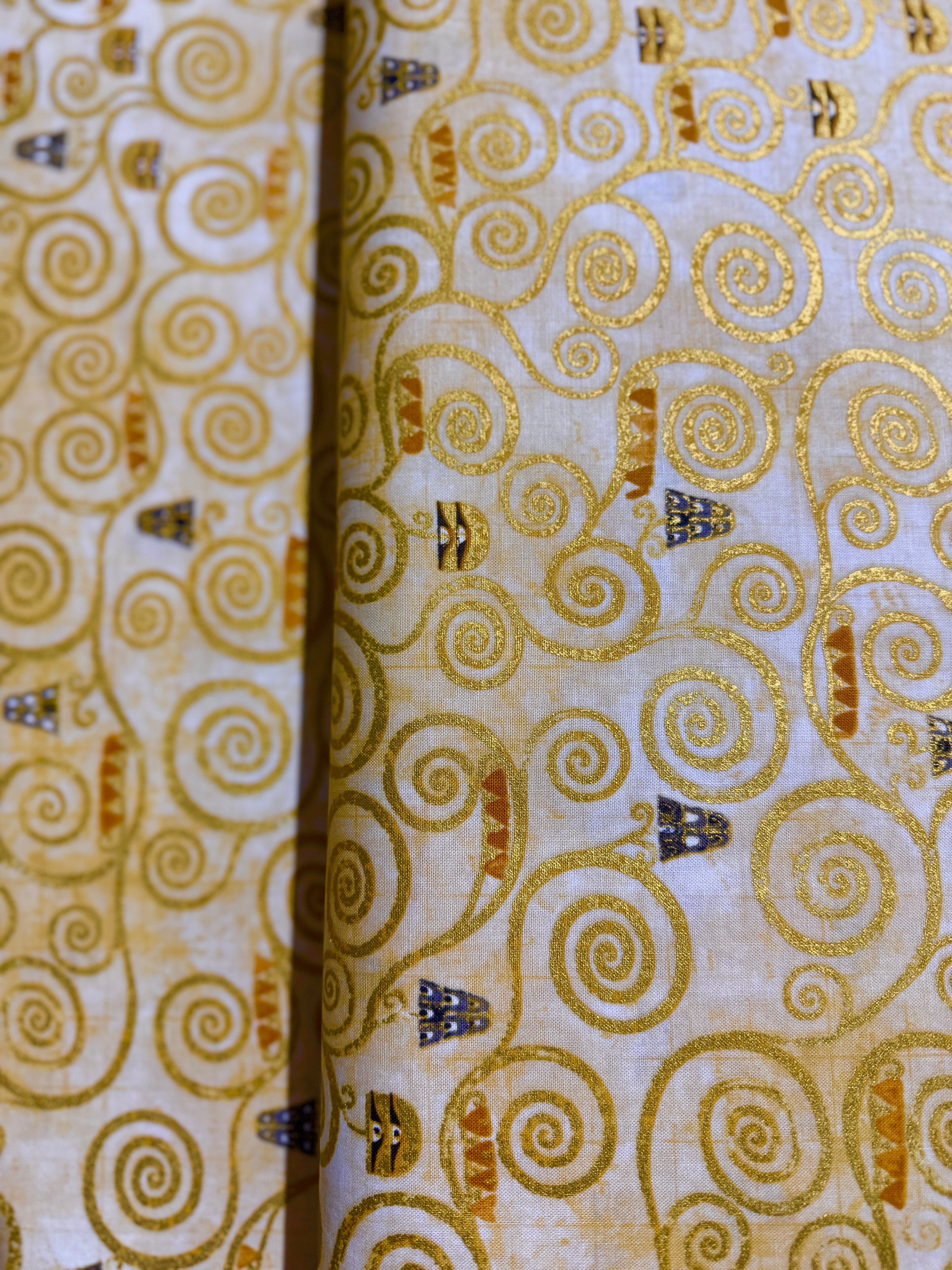 Gustav Klimt - Swirls Cream Gold Metallic Yardage