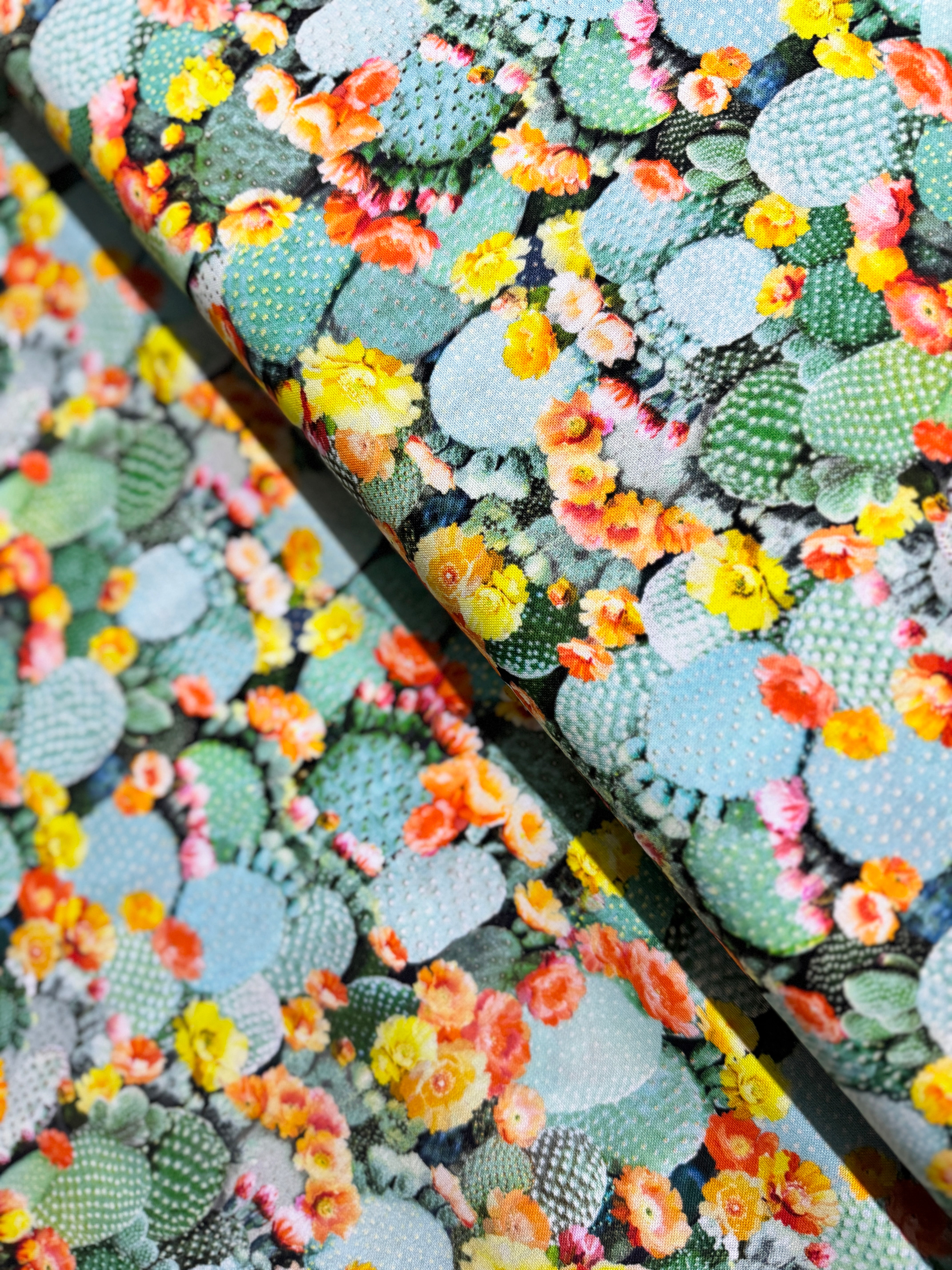 Southwest - Floral Cactus With Dots Yardage