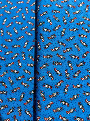 A Little Dr Seuss - Dr Seuss on Blue Yardage