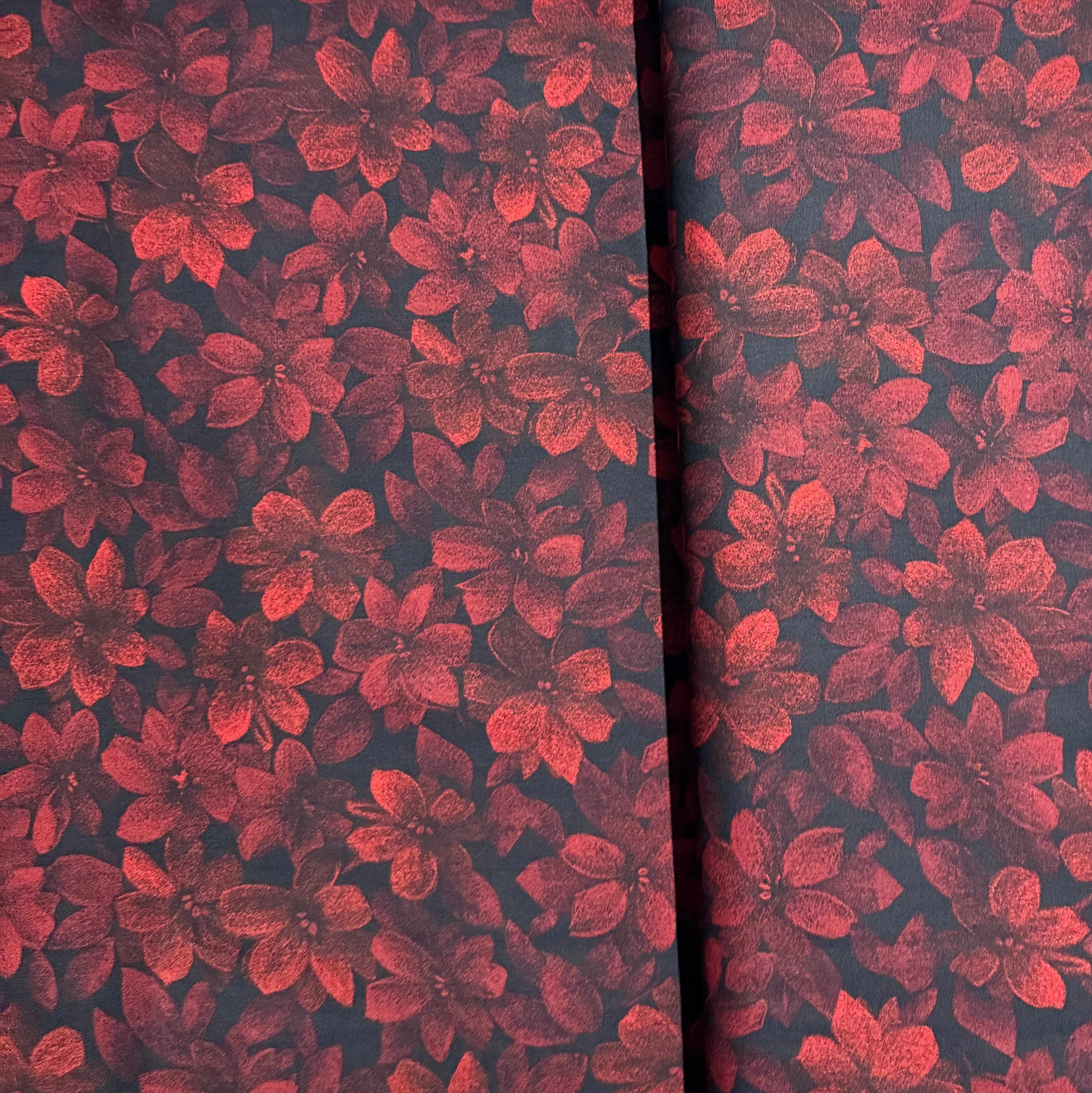 Midnight Garden - Packed Floral Red Yardage