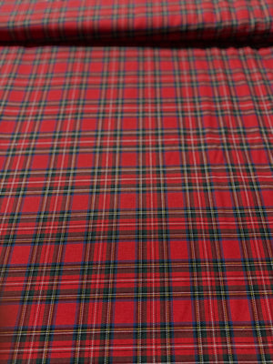 57" Width - Sevenberry Classic Plaid Yarn Dyed Twill - Red Yardage