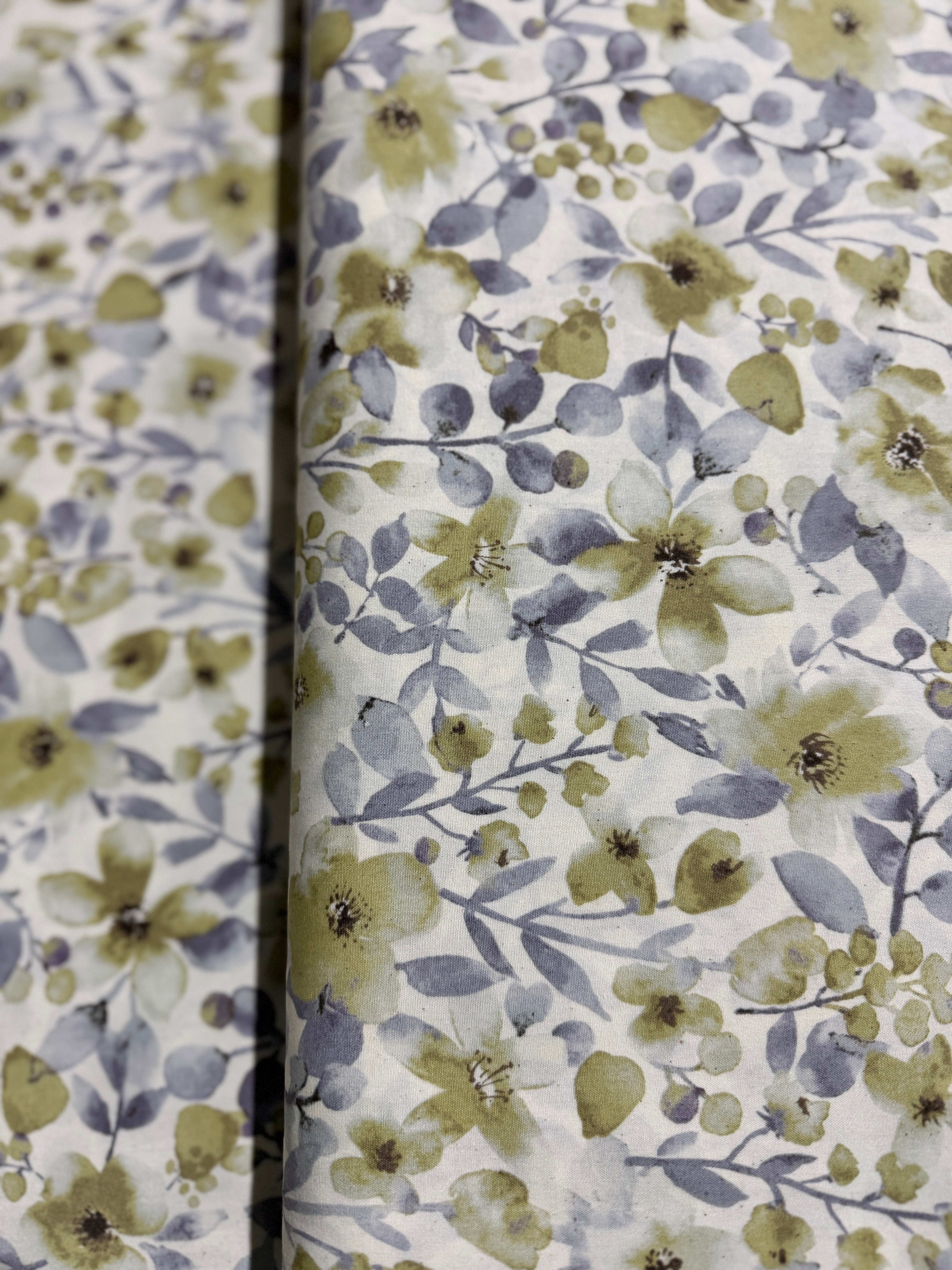 Sevenberry Grace - Florals Vines Chamomile Yardage