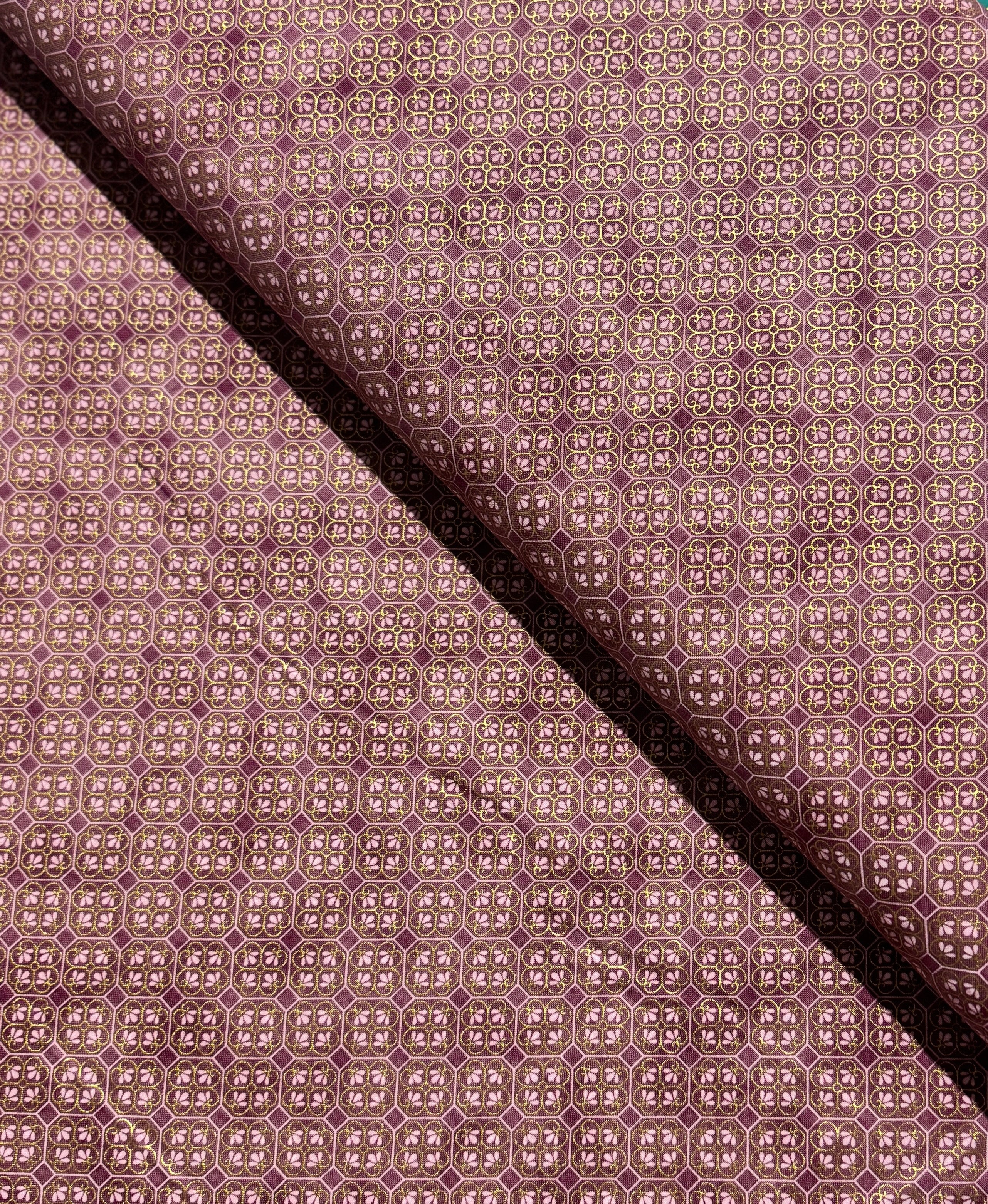 Imperial Collection: Honoka - Quatrefoil Mauve Metallic Yardage