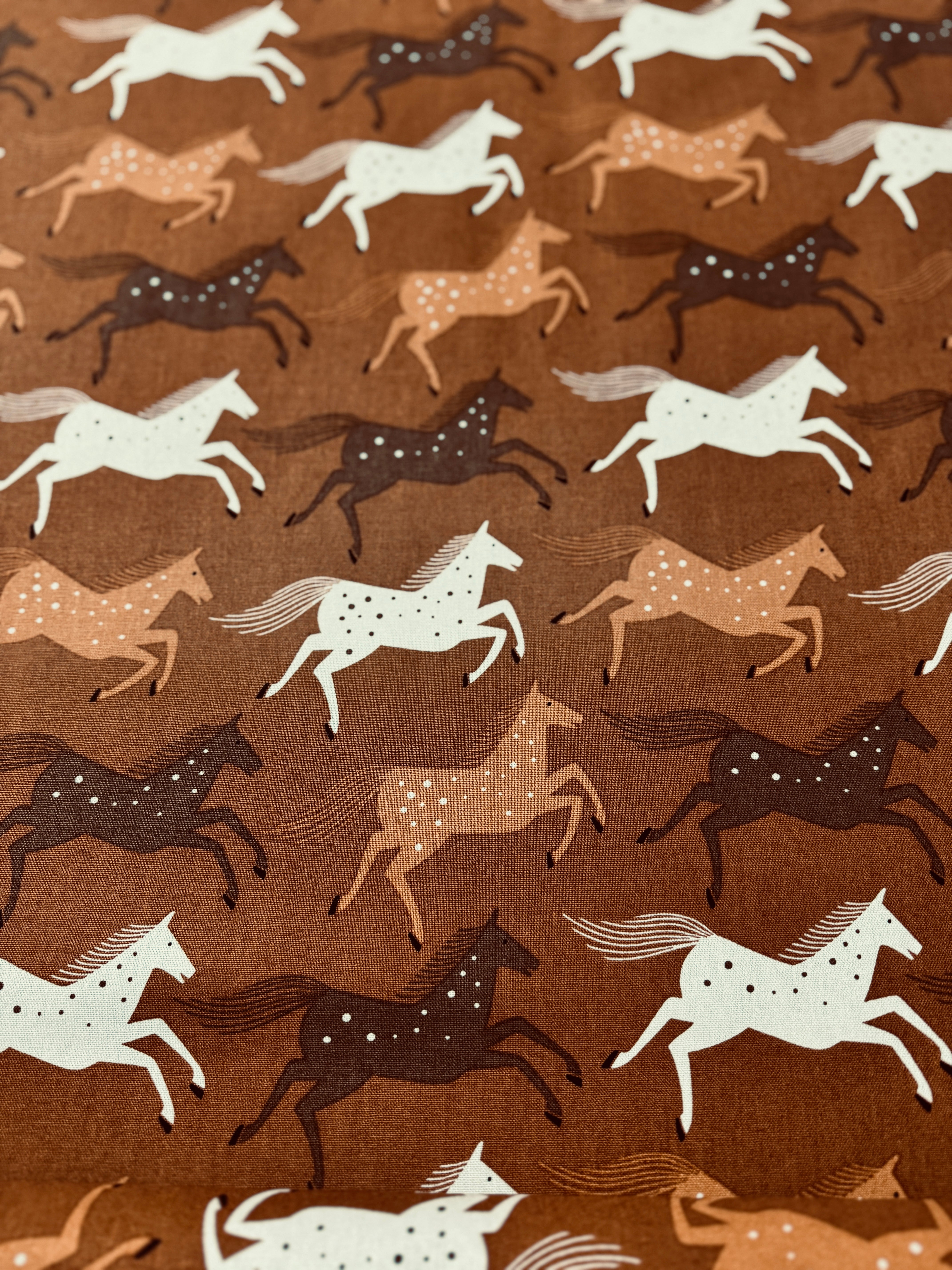 Wild & Free - Wild Horses - Delightful Golden Canvas Yardage