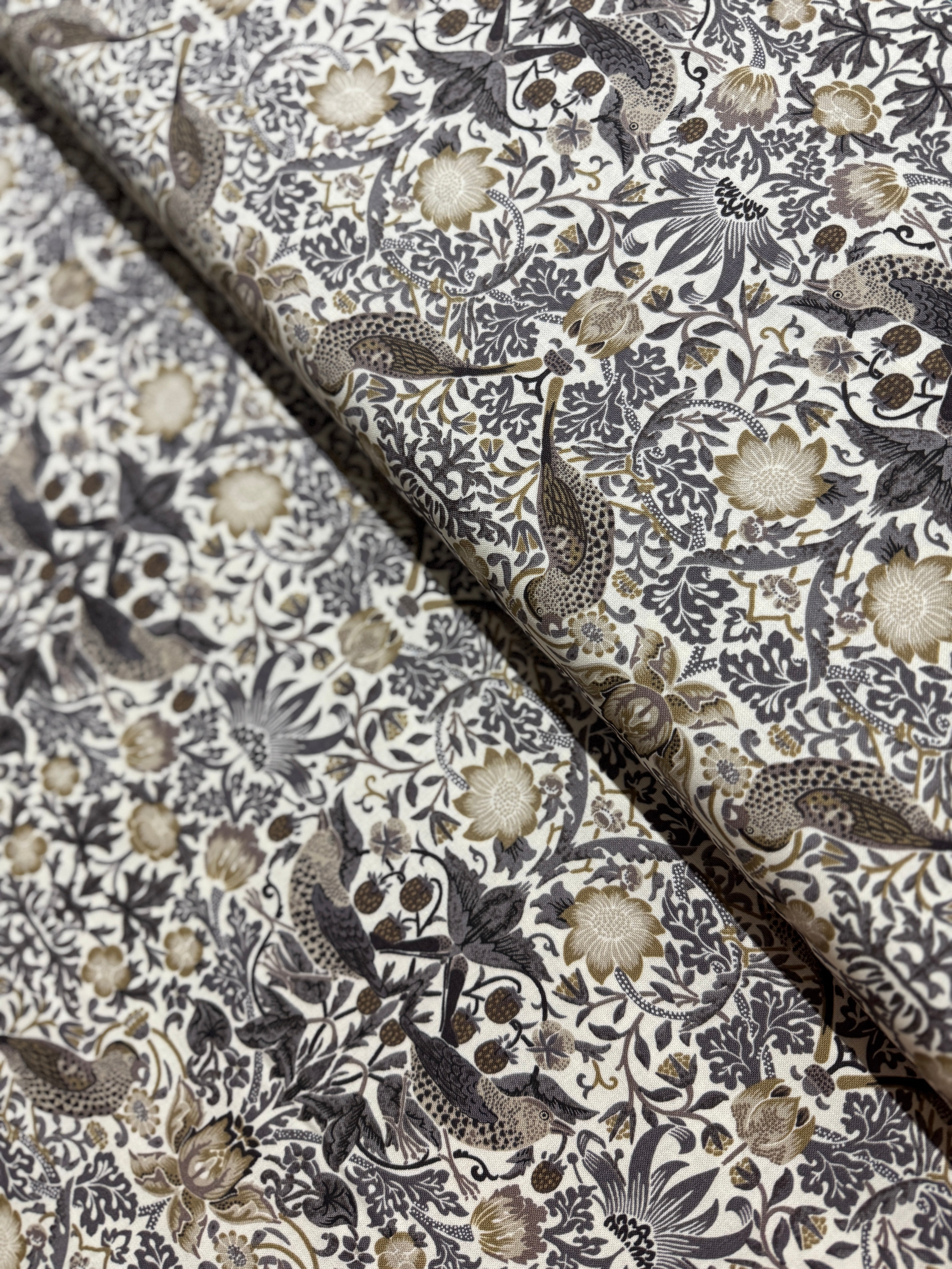 Ebony Suite - Damask Birds Porcelain Yardage