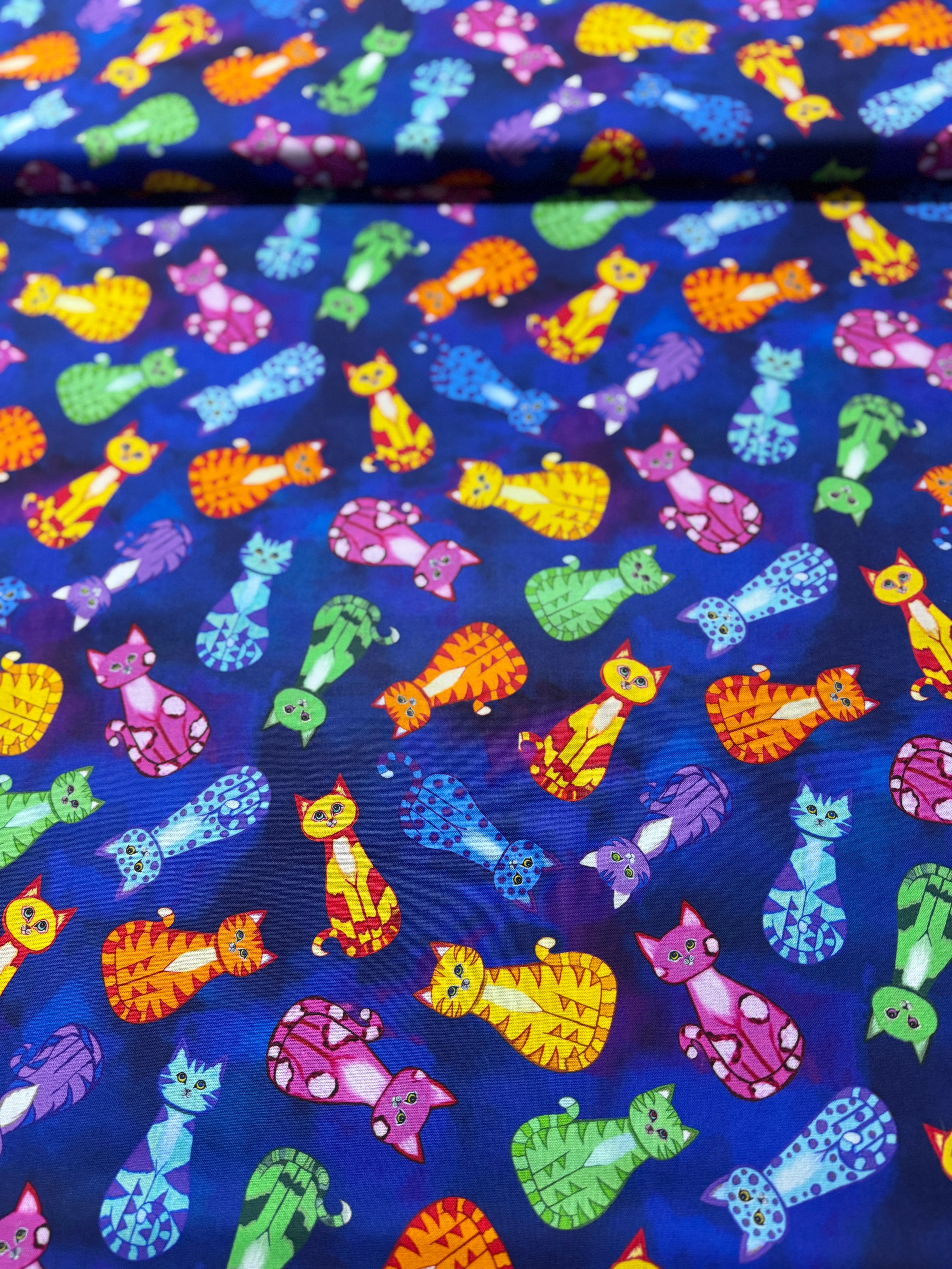 Star Gazing - Colorful Tossed Cats Yardage