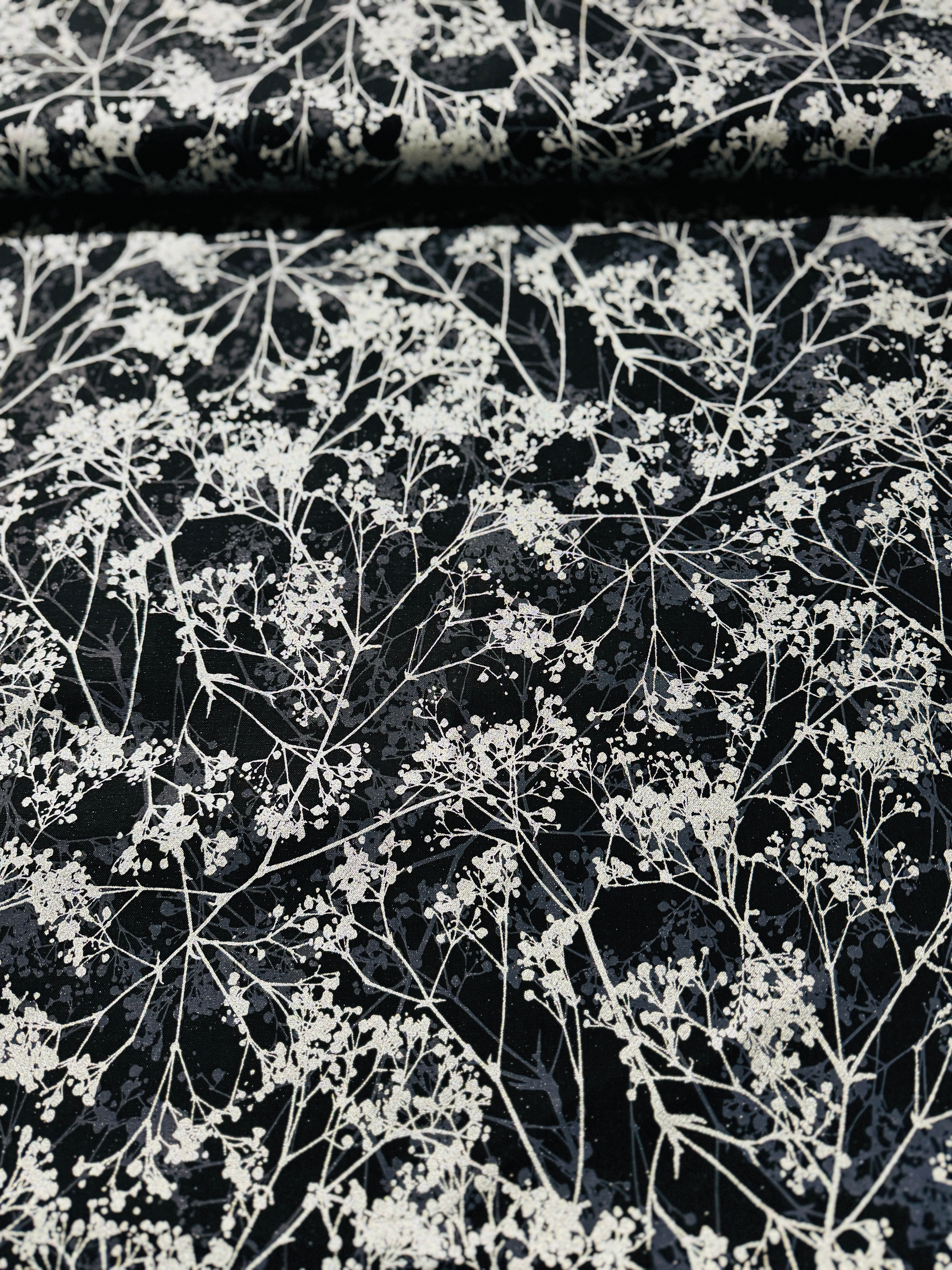 Sparkle and Fade - Flora Black/Silver Metallic Yardage