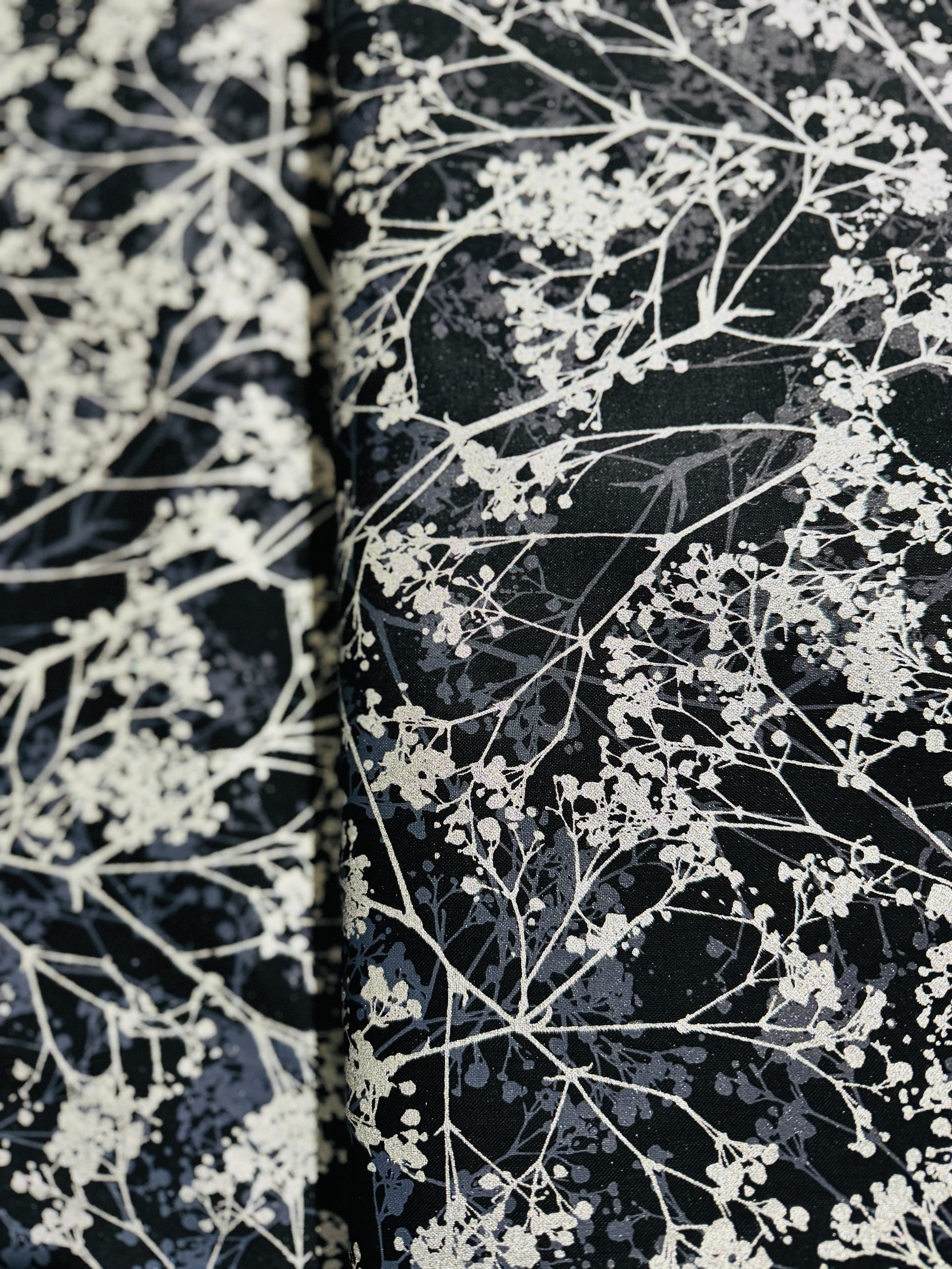 Sparkle and Fade - Flora Black/Silver Metallic Yardage