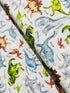 Dino Trek/Pre-Historic - Dinos and Names on White Yardage