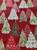 Holiday Flourish-Snow flower - Winter Trees Burgundy Metallic Yardage