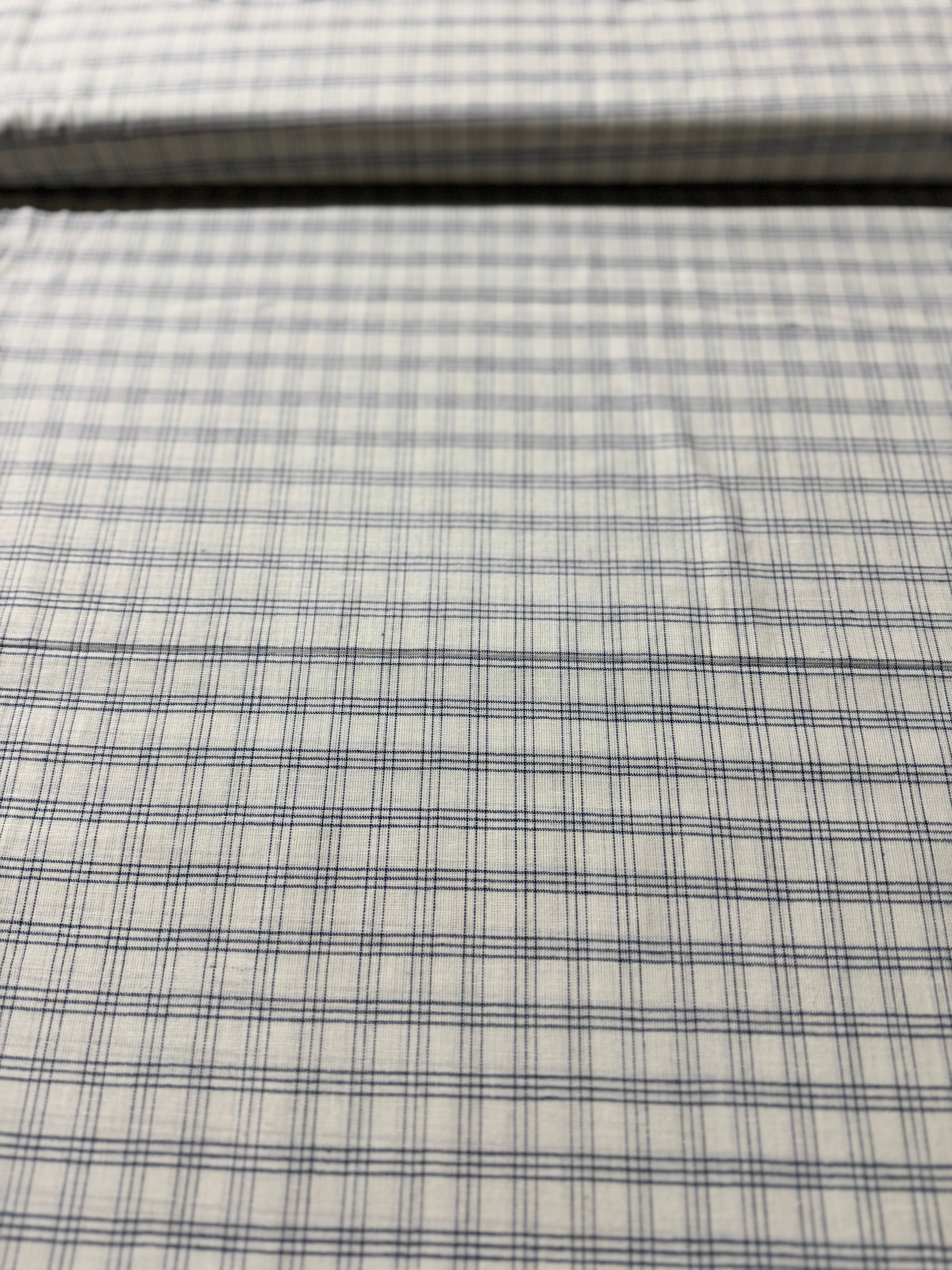 Isabella Wovens - Cream Medium Blue Plaid Yardage