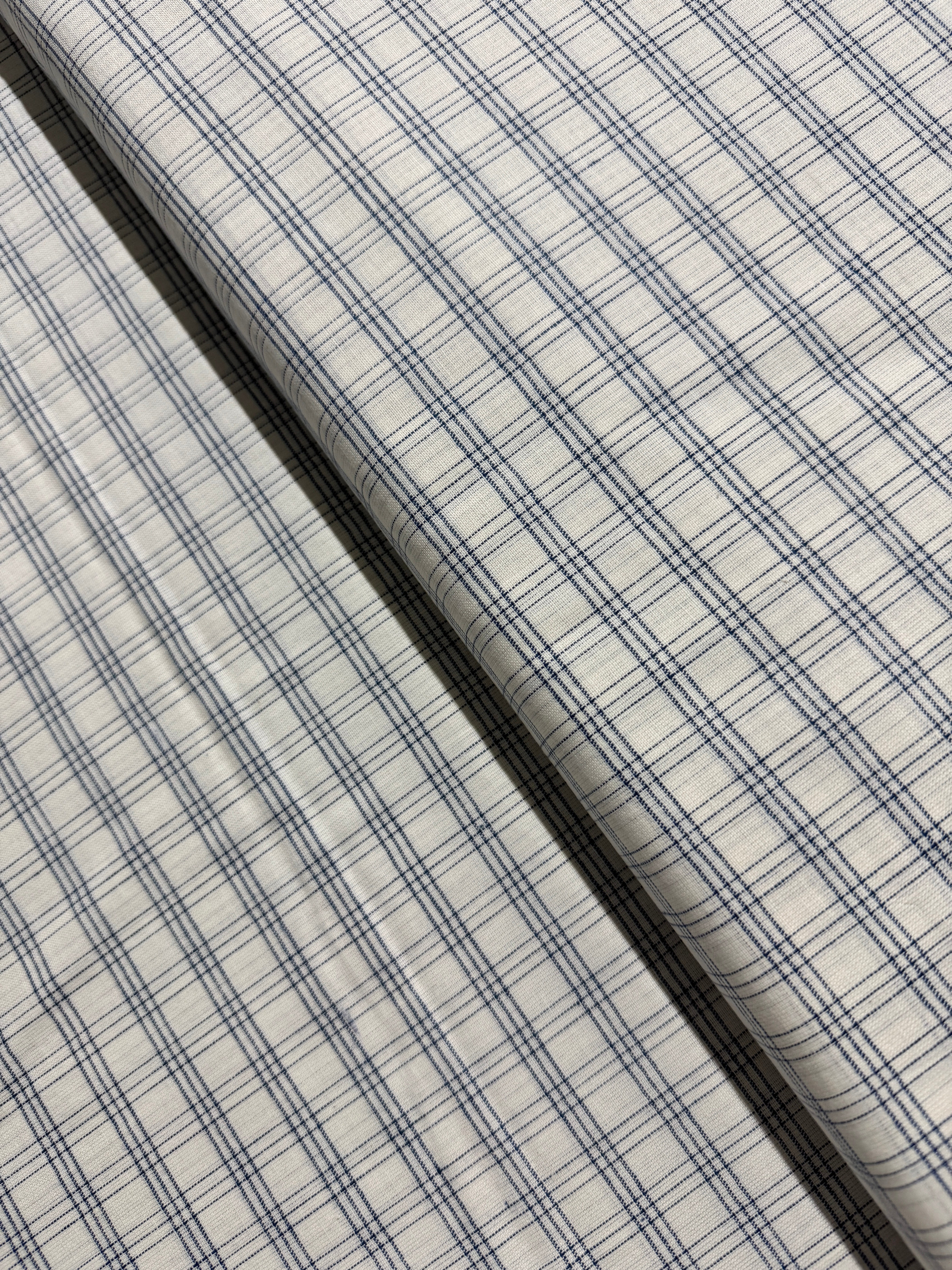 Isabella Wovens - Cream Medium Blue Plaid Yardage