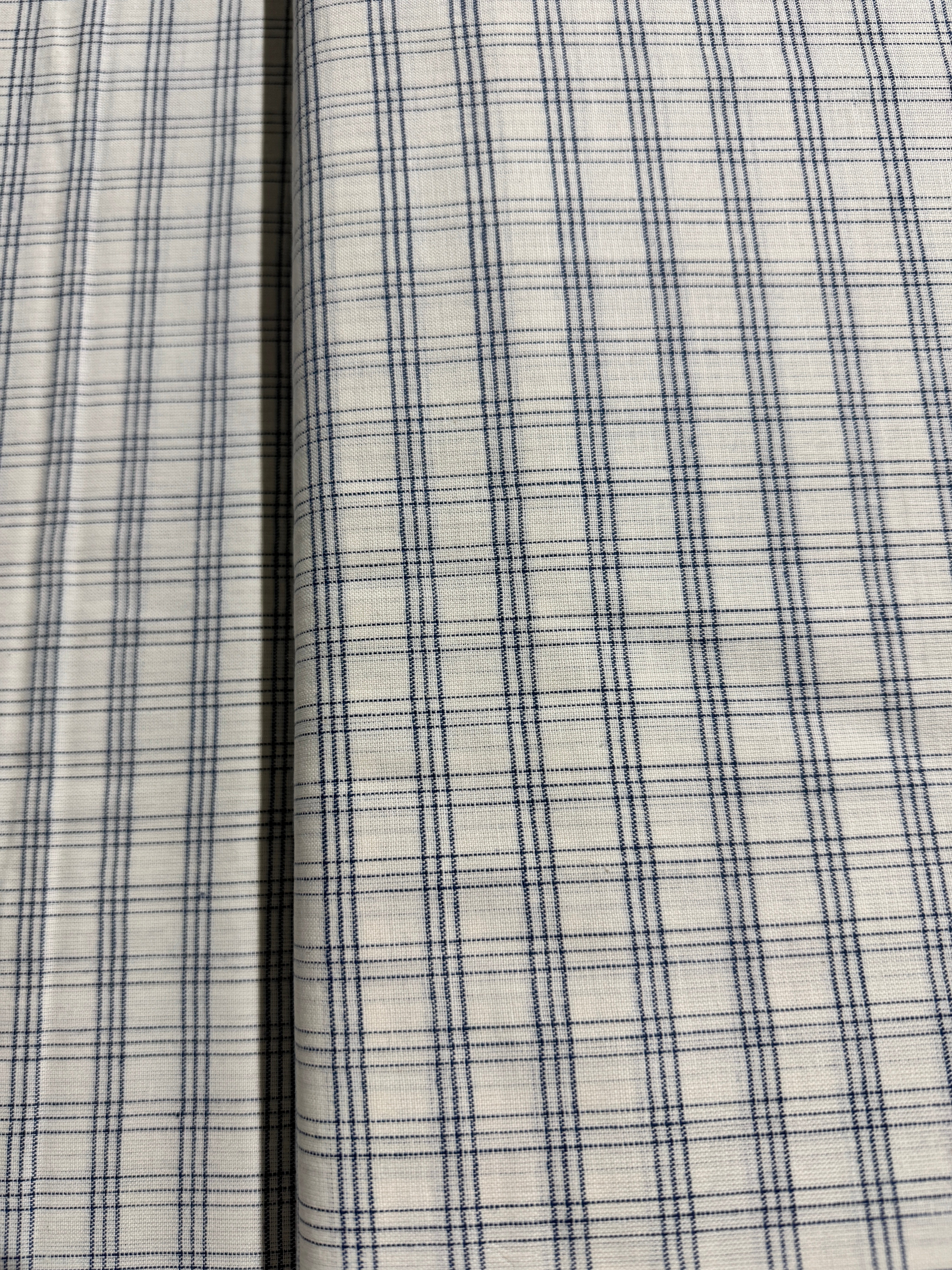 Isabella Wovens - Cream Medium Blue Plaid Yardage