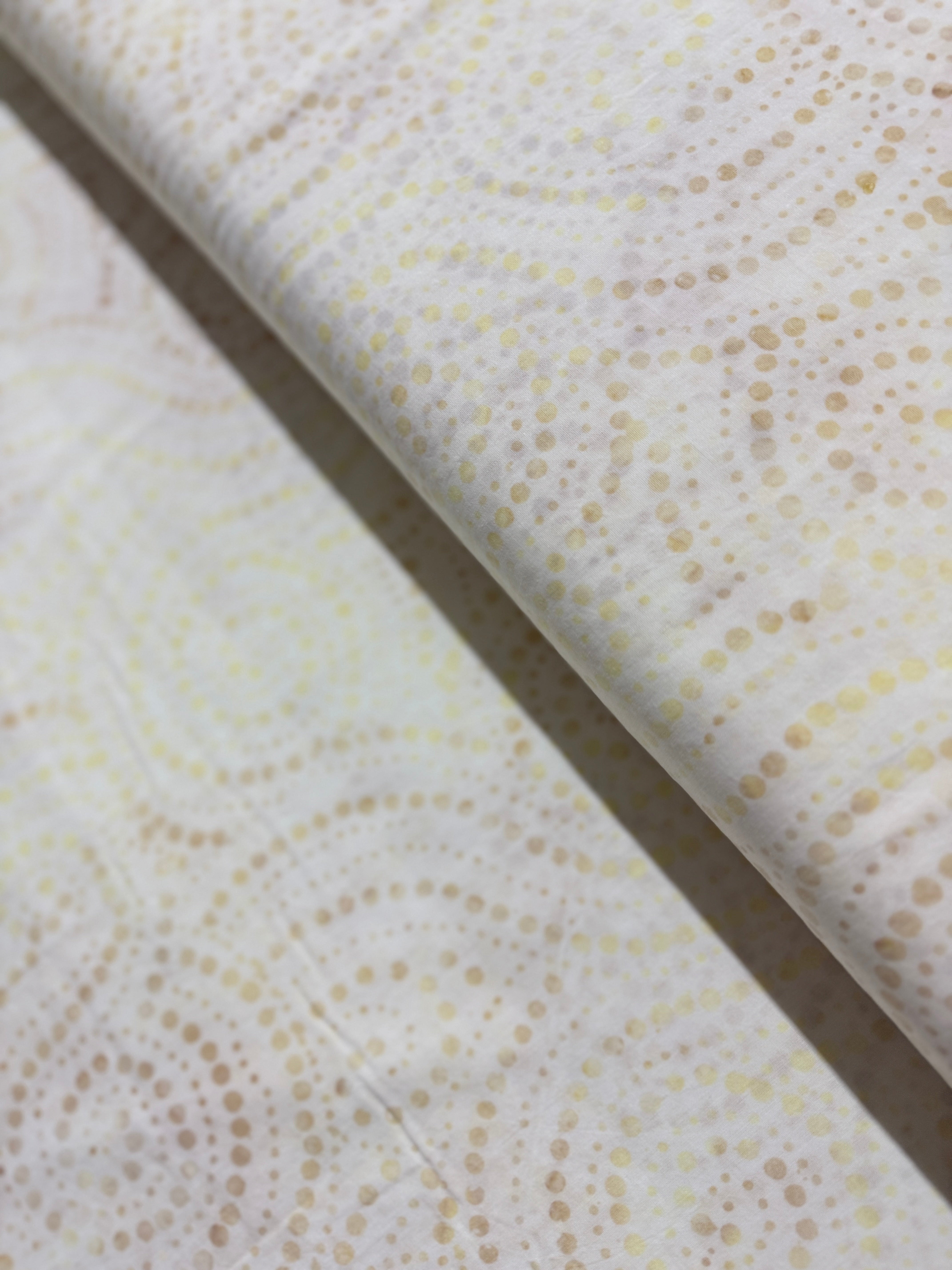 106" Wide - XTonga Large Loose Dotted Cream Batik Backing