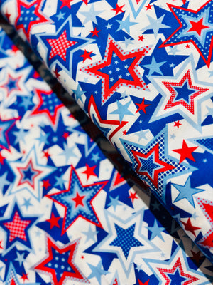 Red, White & True - Patriotic Stars White Yardage