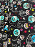 Sugar Skulls - Cat Skeletons & Fishbowls Yardage